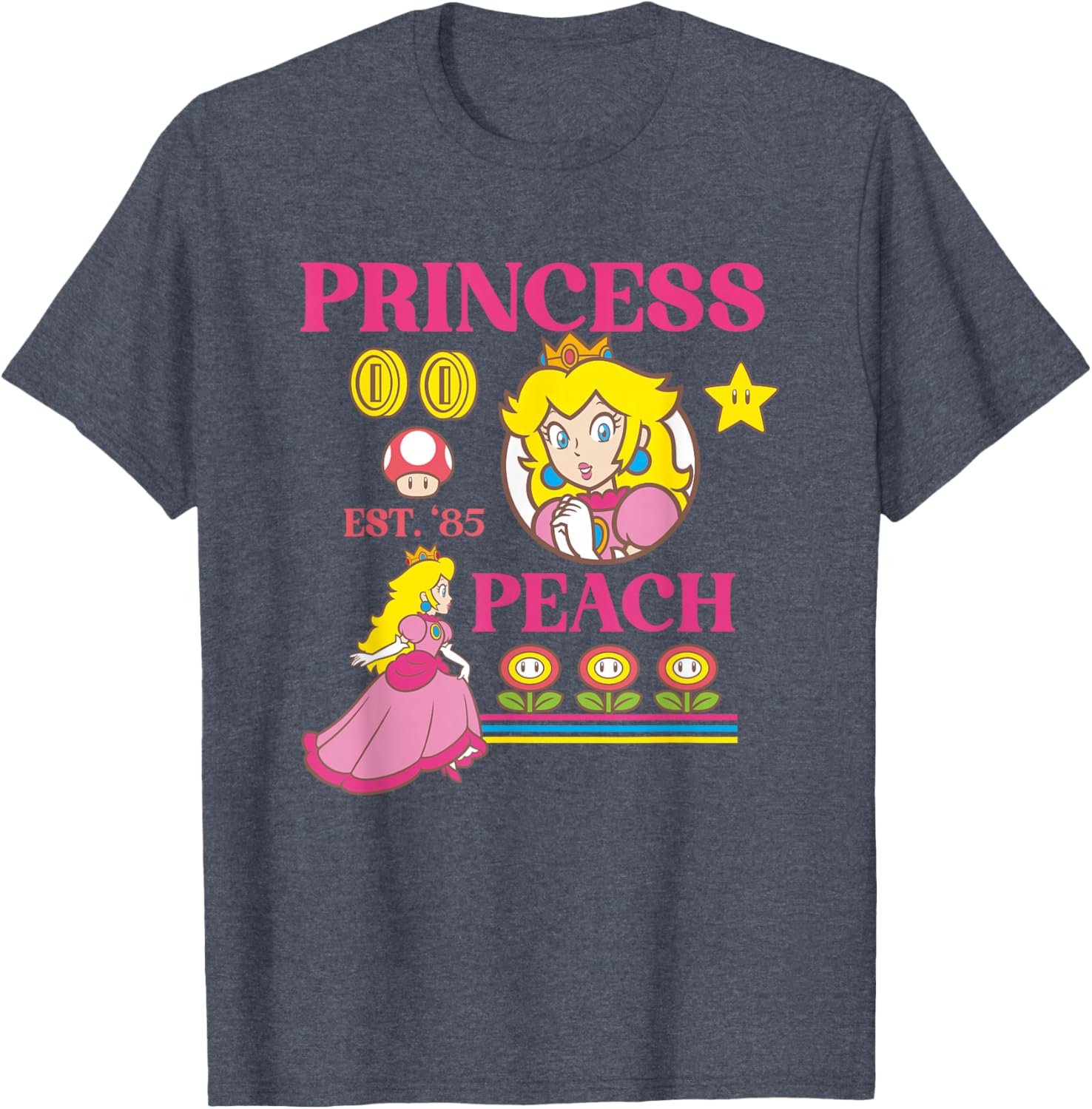 Super Mario Fire Flower Princess Peach Power Up T-Shirt for Gamers - 6