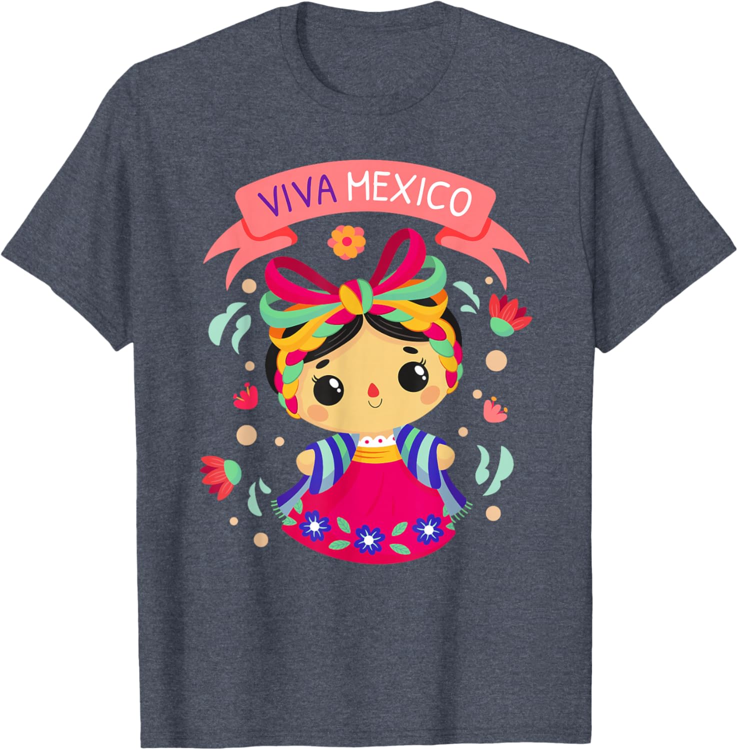 Viva Mexico Girls Floral Independence Day T-Shirt for Kids - 10