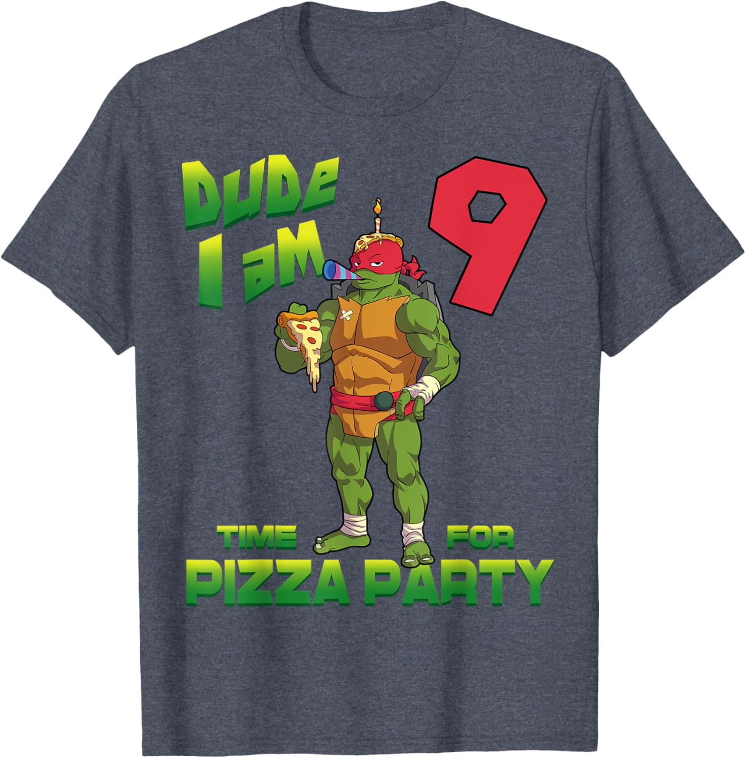 Raphael Pizza Birthday T-Shirt for 9 Year Olds - TMNT Party Gear - 18