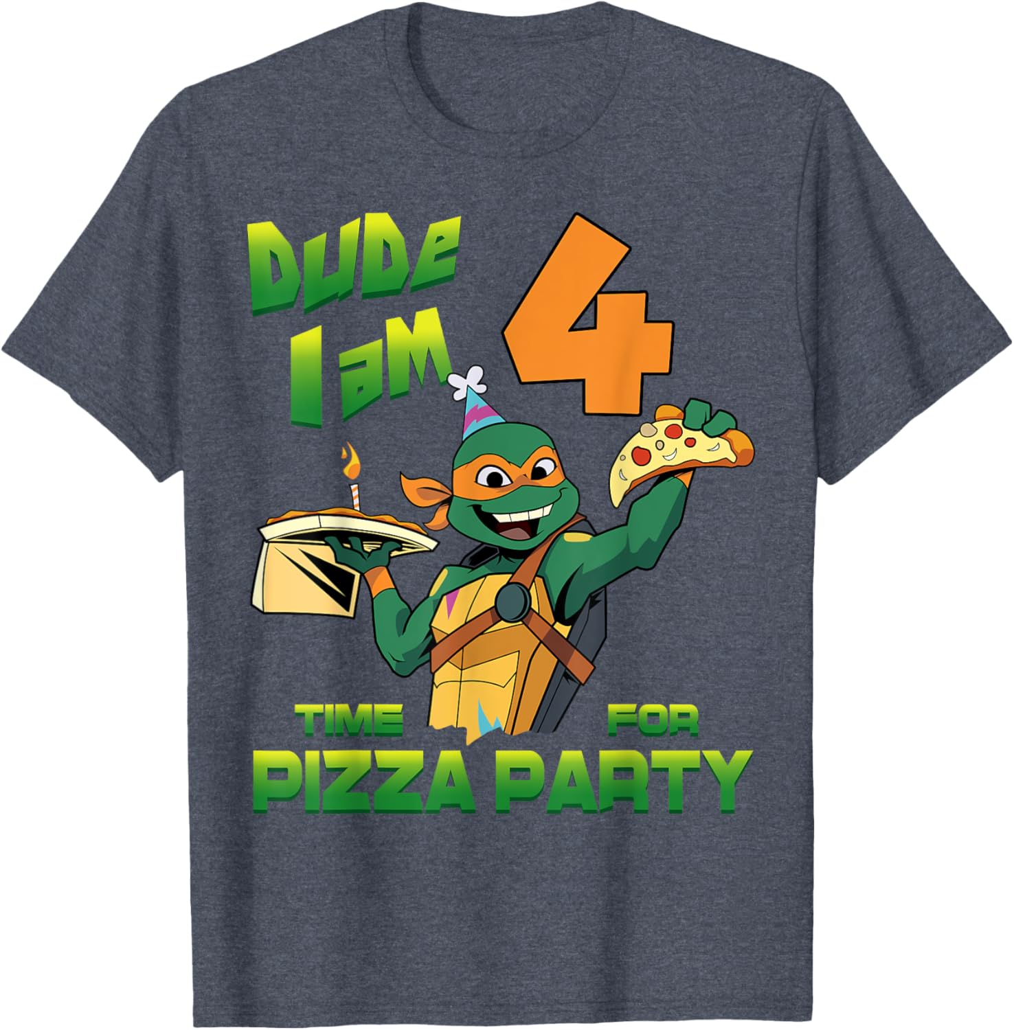 Mademark Teenage Mutant Ninja Turtles Mikey Pizza 4th Birthday T-Shirt - 15