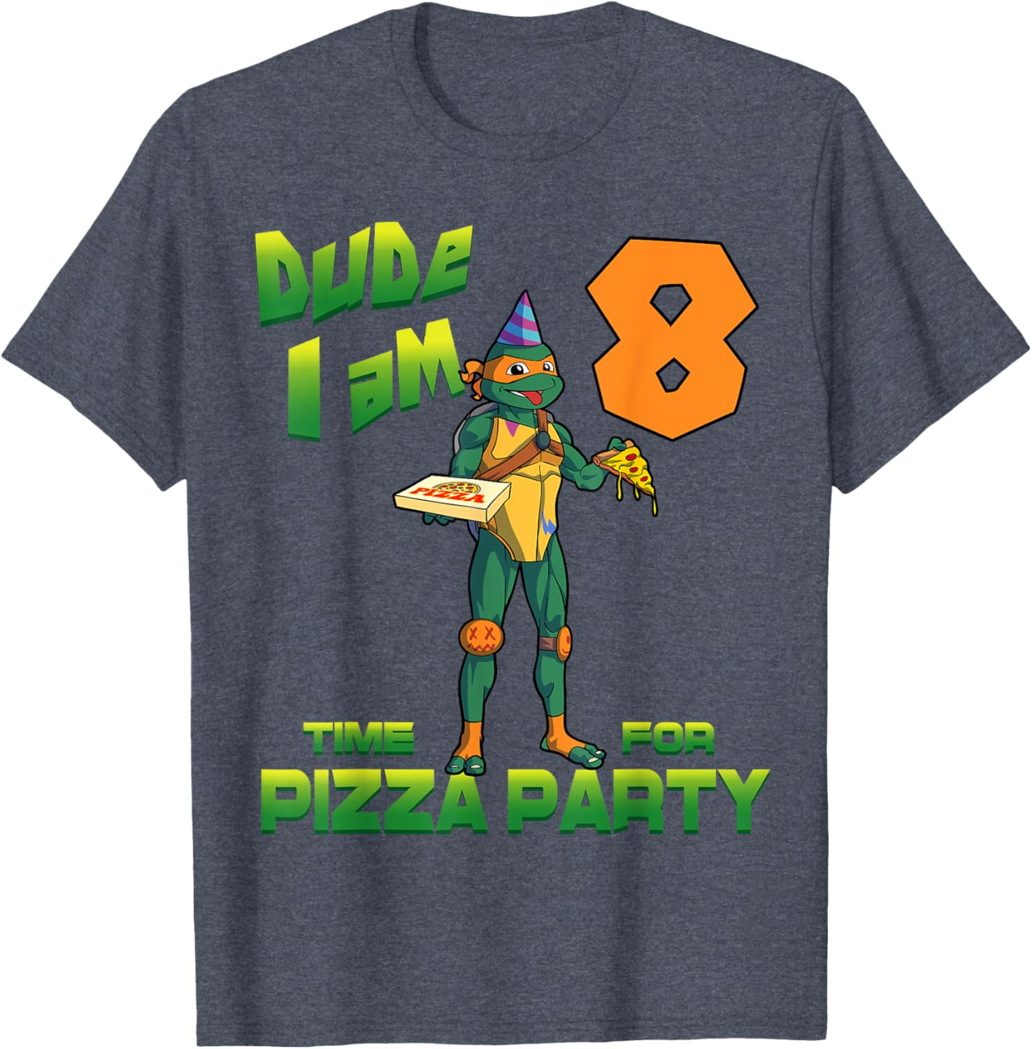 Cool Michelangelo Pizza Birthday T-Shirt for 8 Year Old TMNT Fans - 5