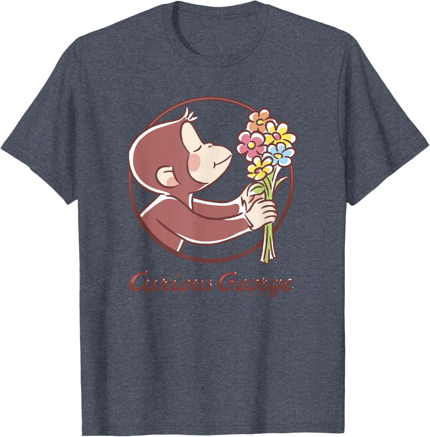 Curious George Flower Bouquet Poster T-Shirt for Fun and Style - 4