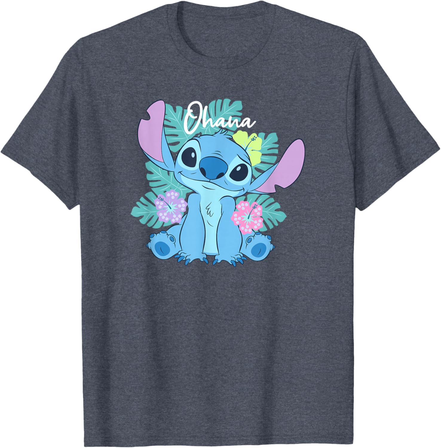 Disney Lilo and Stitch Ohana Floral Logo T-Shirt for Fun Family Style - 14