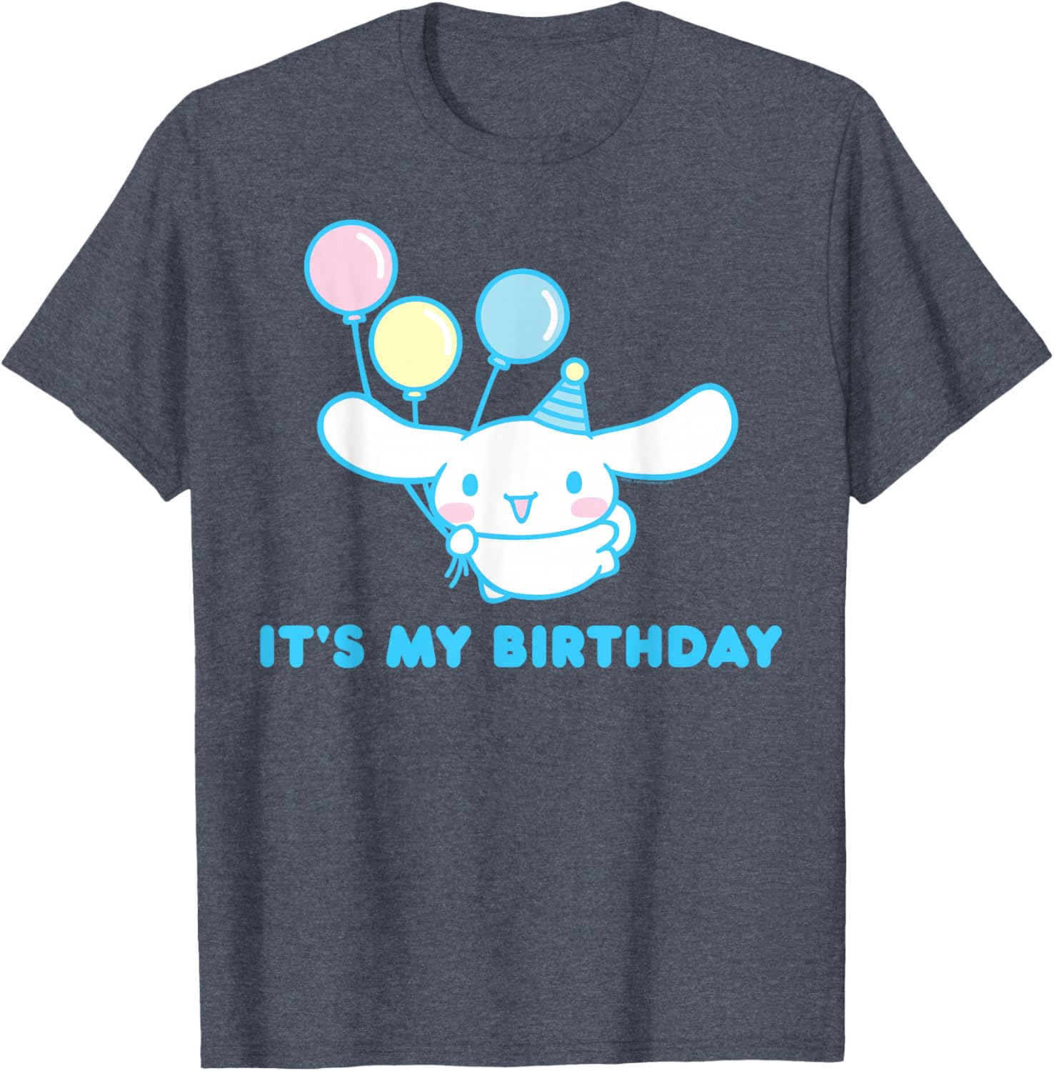 Sanrio Cinnamoroll Birthday T-Shirt for Adults - Blue Crew Neck Short Sleeve - 2