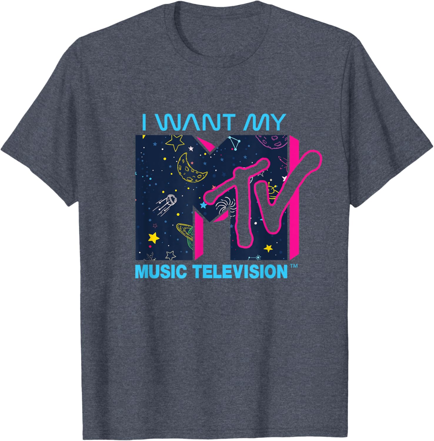 Mademark x MTV Official I Want My MTV Logo Space T-Shirt for Fans - 14