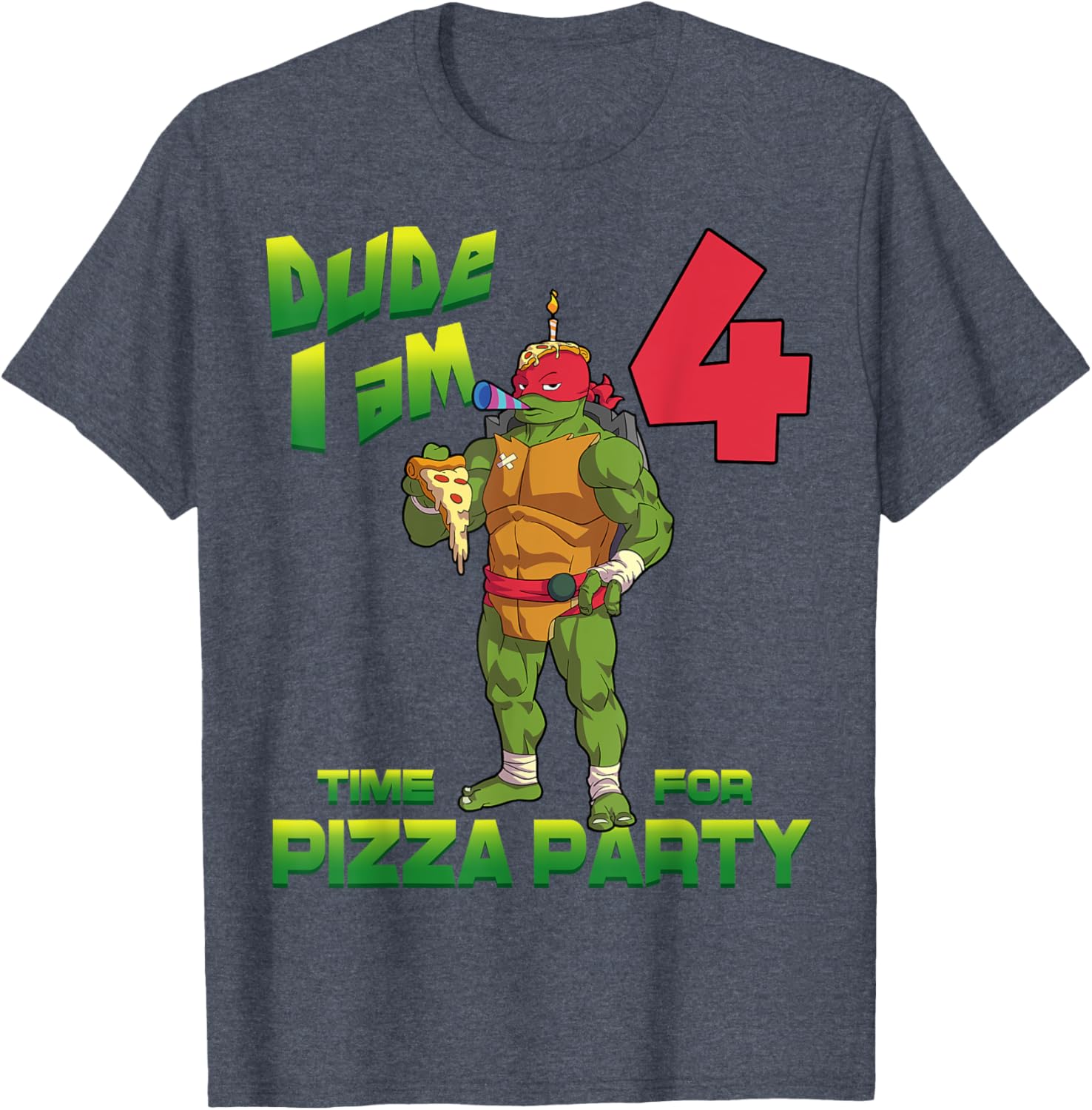 TMNT Raph Pizza Birthday Party T-Shirt for 4 Year Olds - Fun Kid's Clothing - 26