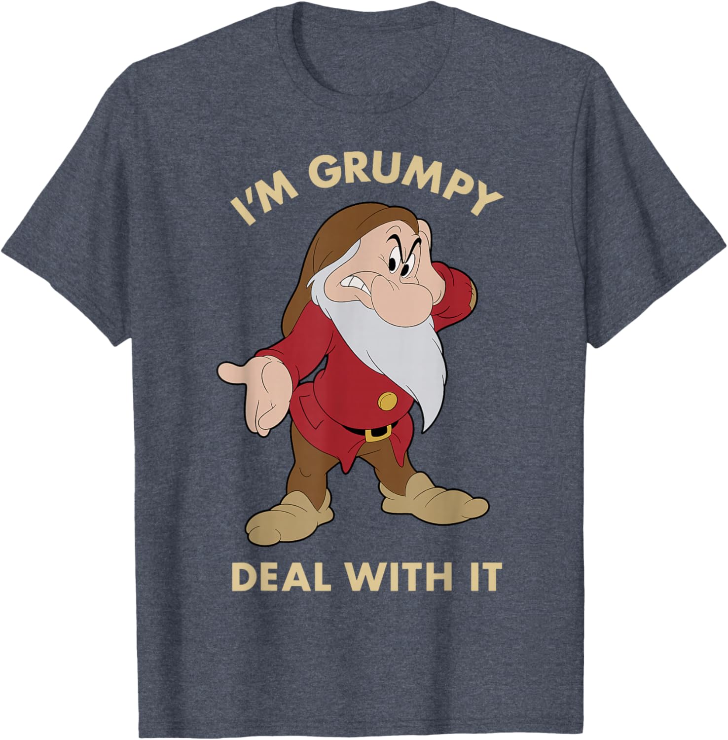 Disney Snow White Grumpy Deal With It Portrait T-Shirt for Fans - 1