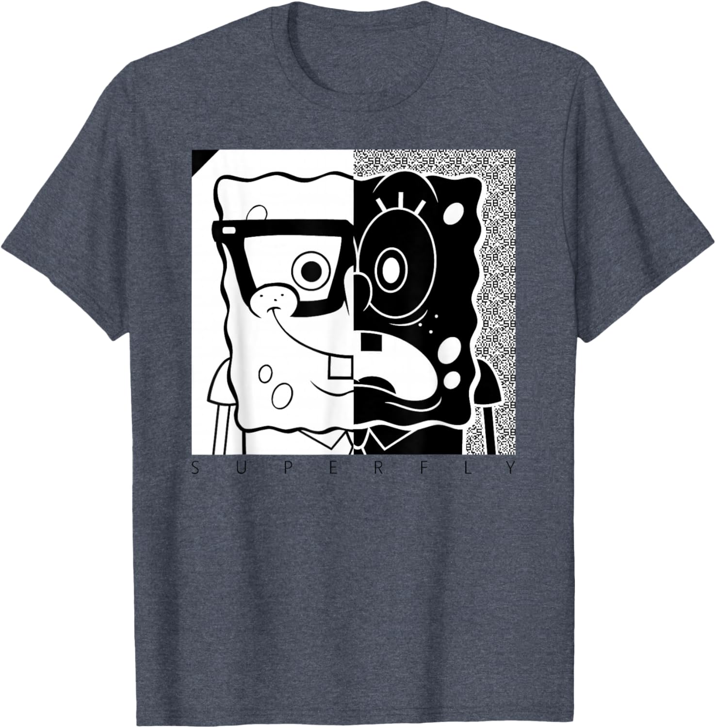 SpongeBob SquarePants Superfly Black and White T-Shirt for Fans - 6