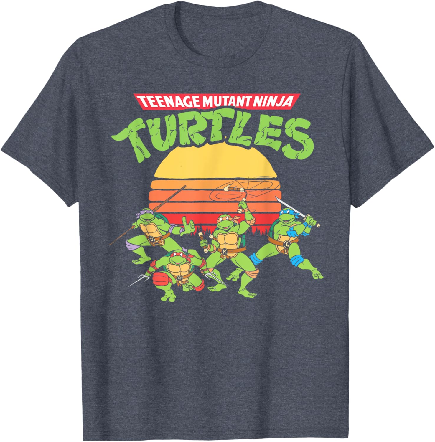 Mademark Teenage Mutant Ninja Turtles Retro Logo Eighties Sunset T-Shirt - 6