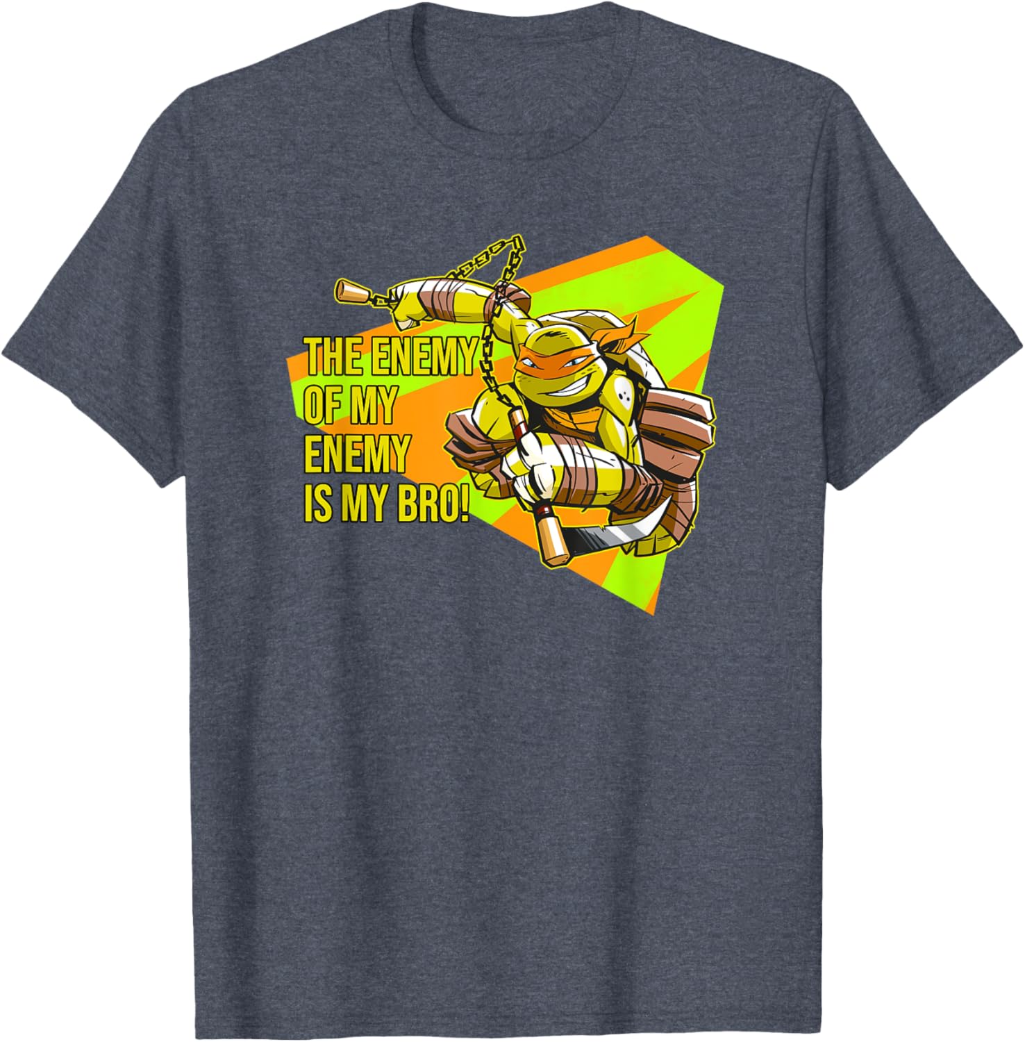 Mademark Michelangelo TMNT T-Shirt The Enemy of My Enemy is My Bro - 3