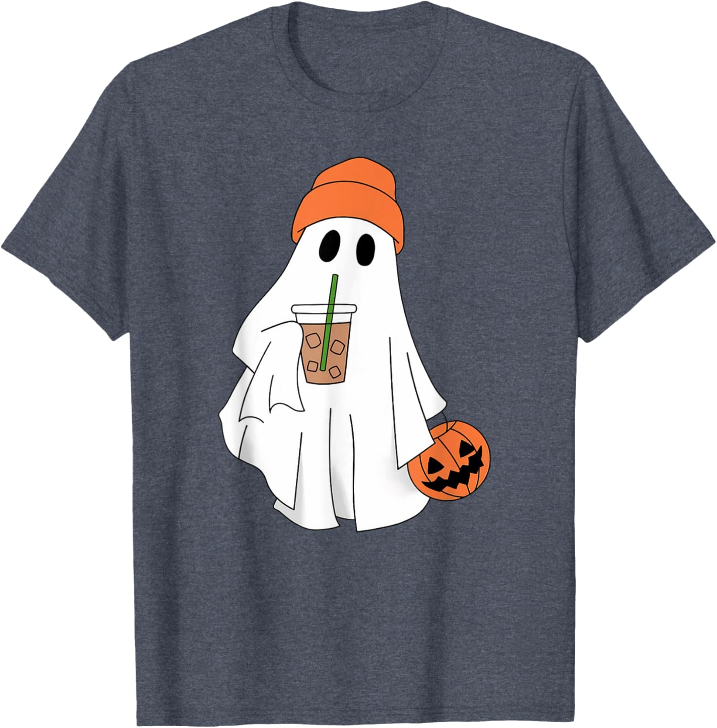 Halloween Ghost Drinking Coffee T-Shirt for Men and Women - 12