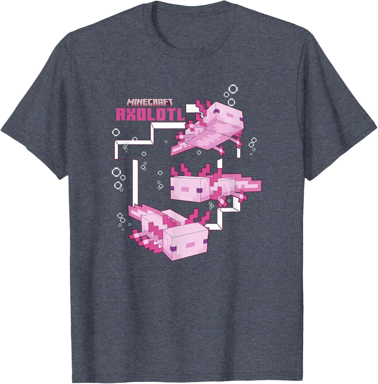 Cute Minecraft Pink Axolotl Pond T-Shirt for Kids and Adults - 4