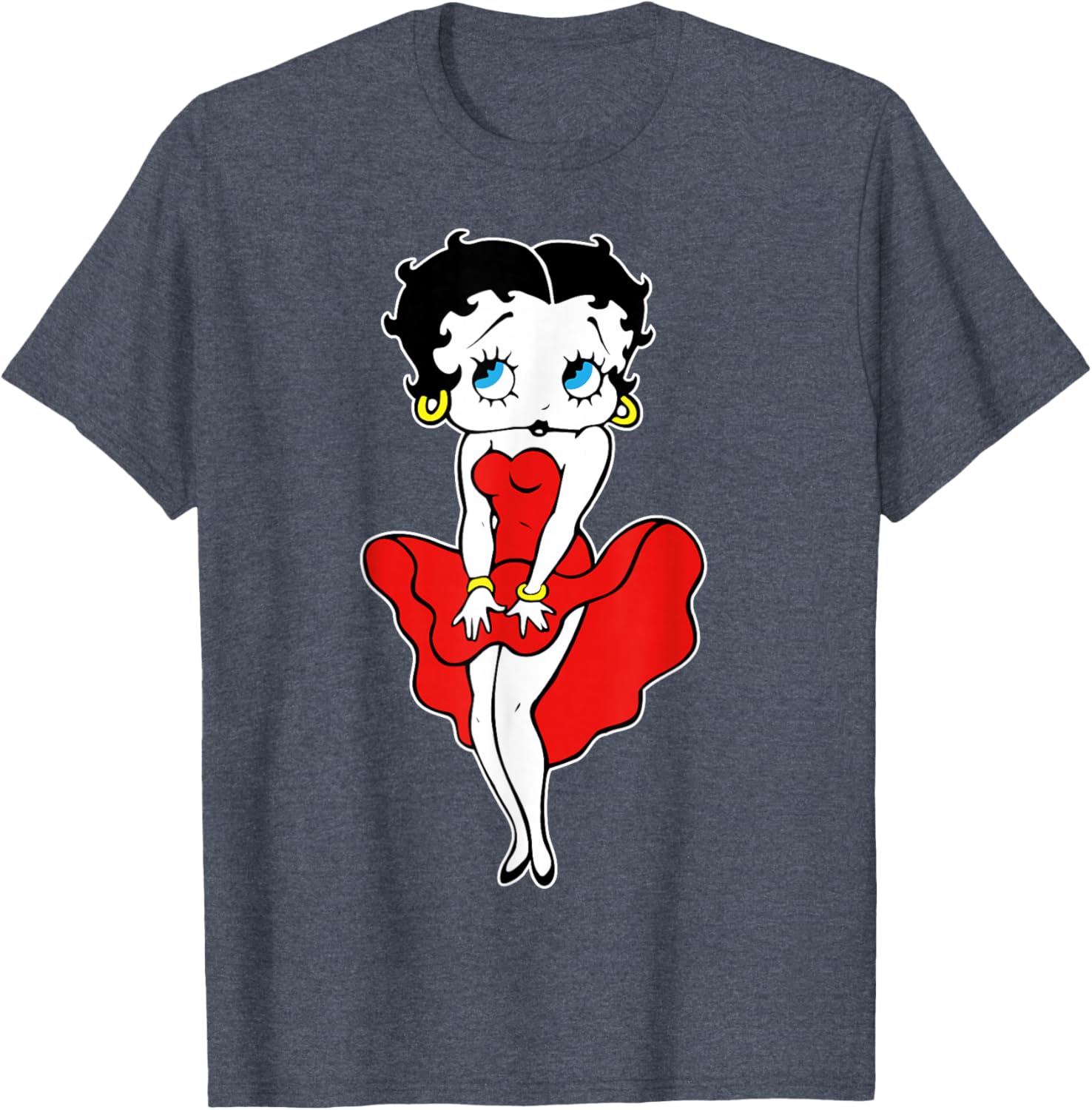 Classic Betty Boop Retro Red Dress T-Shirt for Fun Cartoon Lovers - 13