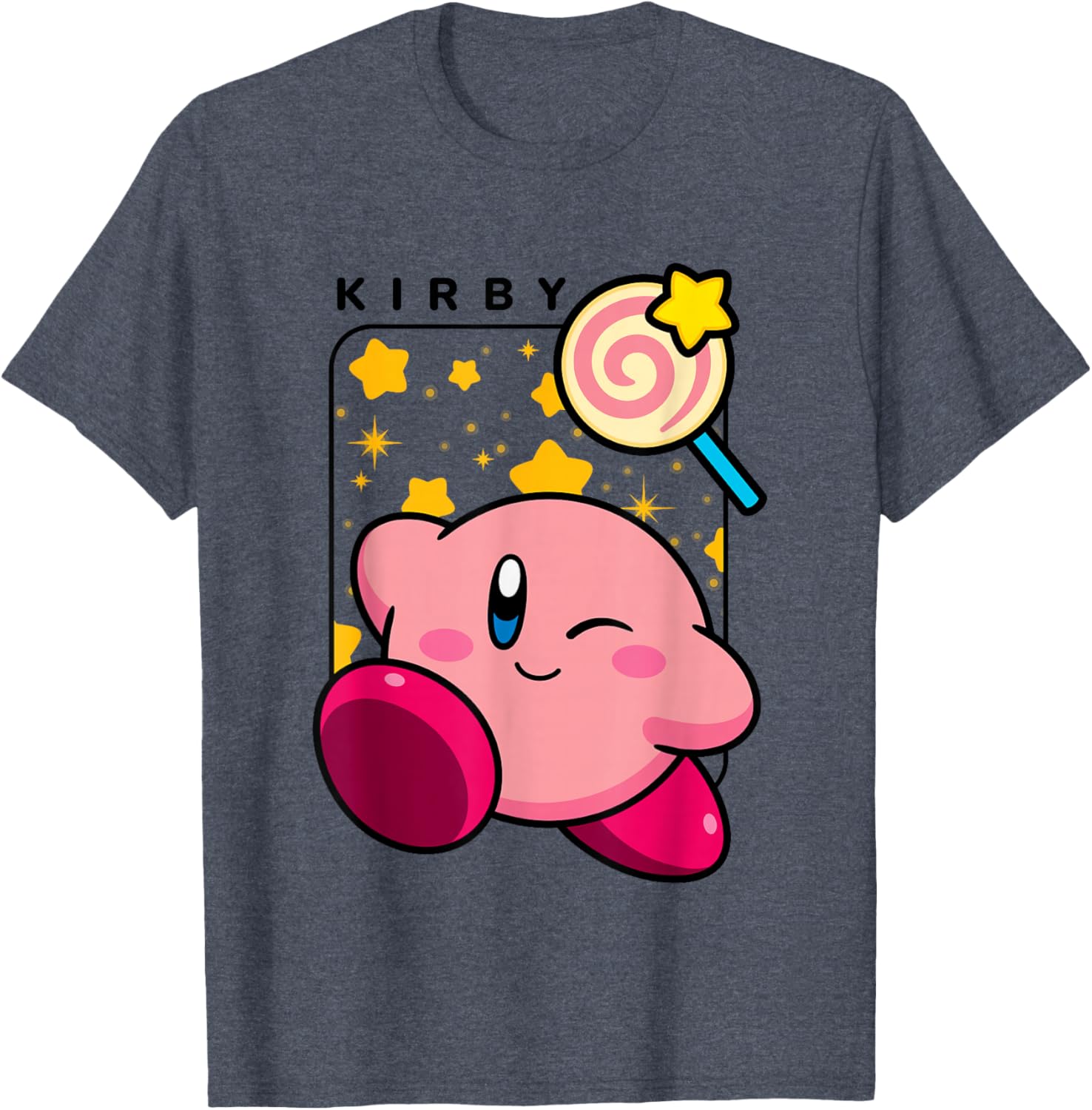Cute Kirby Lollipop Stars Graphic T-Shirt for Nintendo Fans - 2