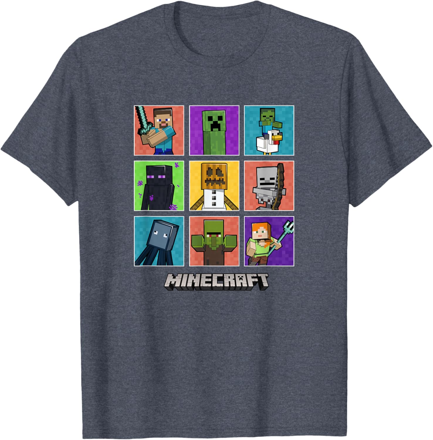 Minecraft Group Shot Colored Box Up T-Shirt for Fans and Gamers - 10