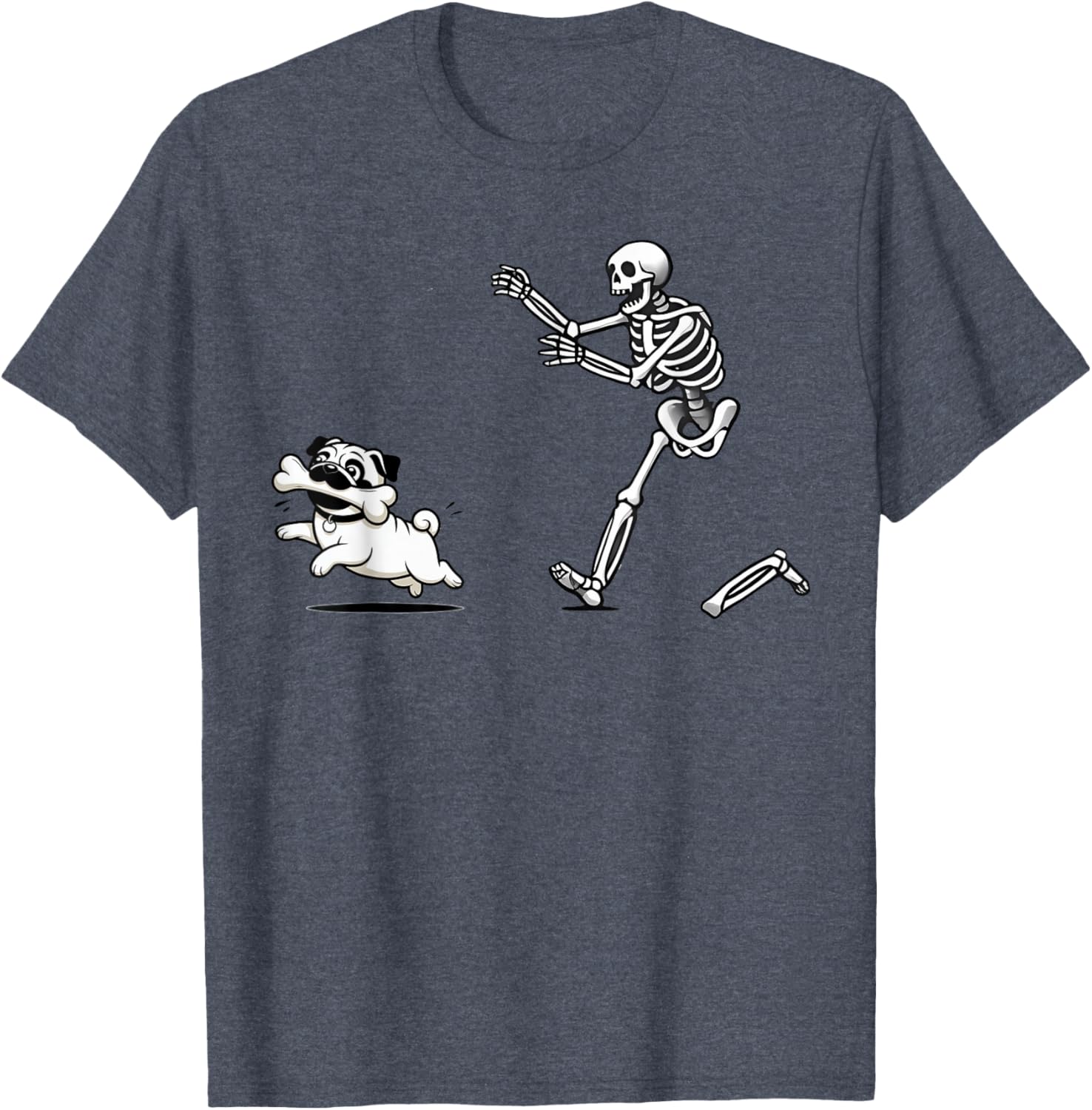 Funny Pug Stealing Bone from Skeleton T-Shirt for Dog Lovers - 4