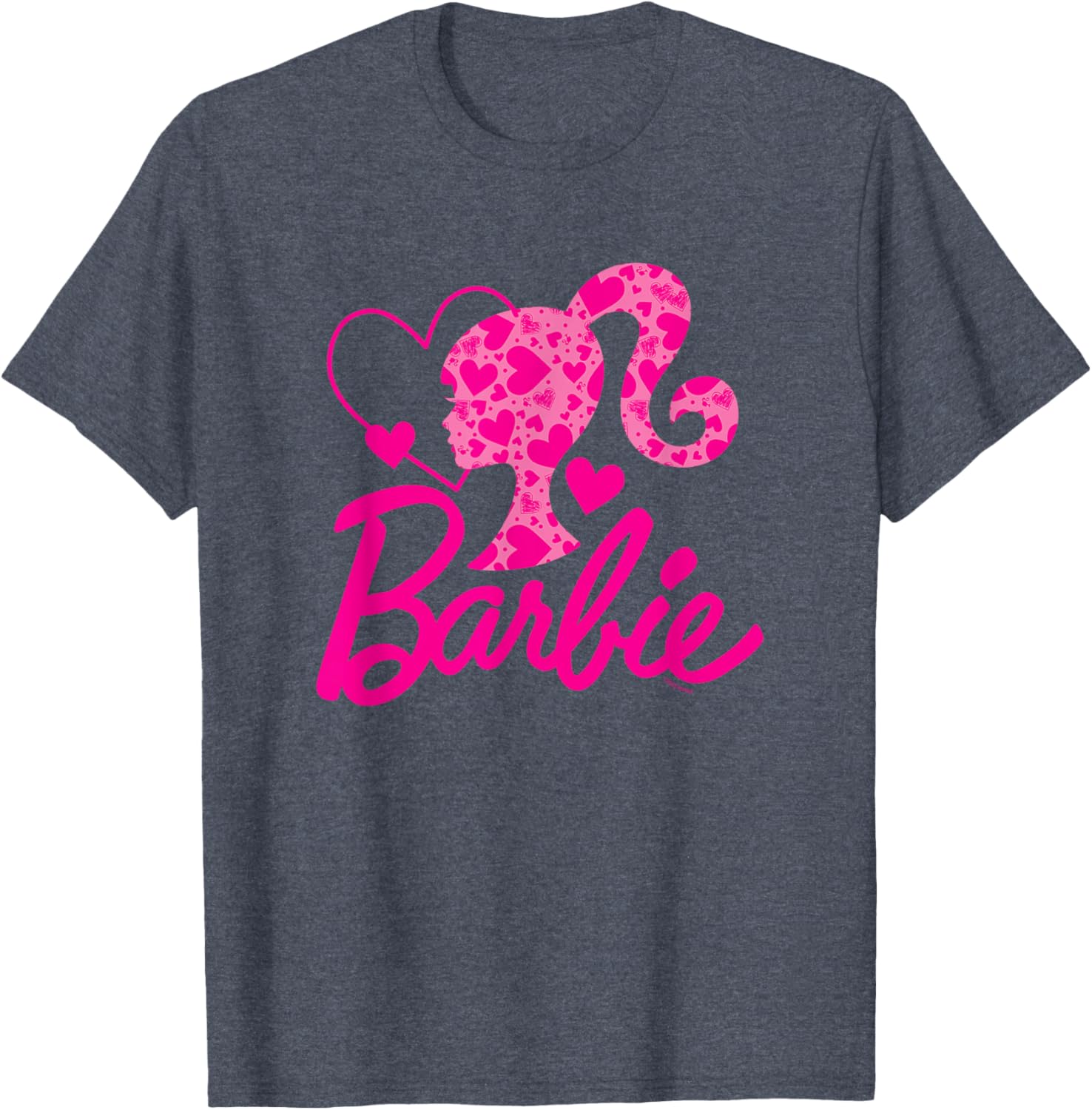 Barbie Black Heart Logo Crew Neck T-Shirt Cotton Blend Short Sleeve - 5