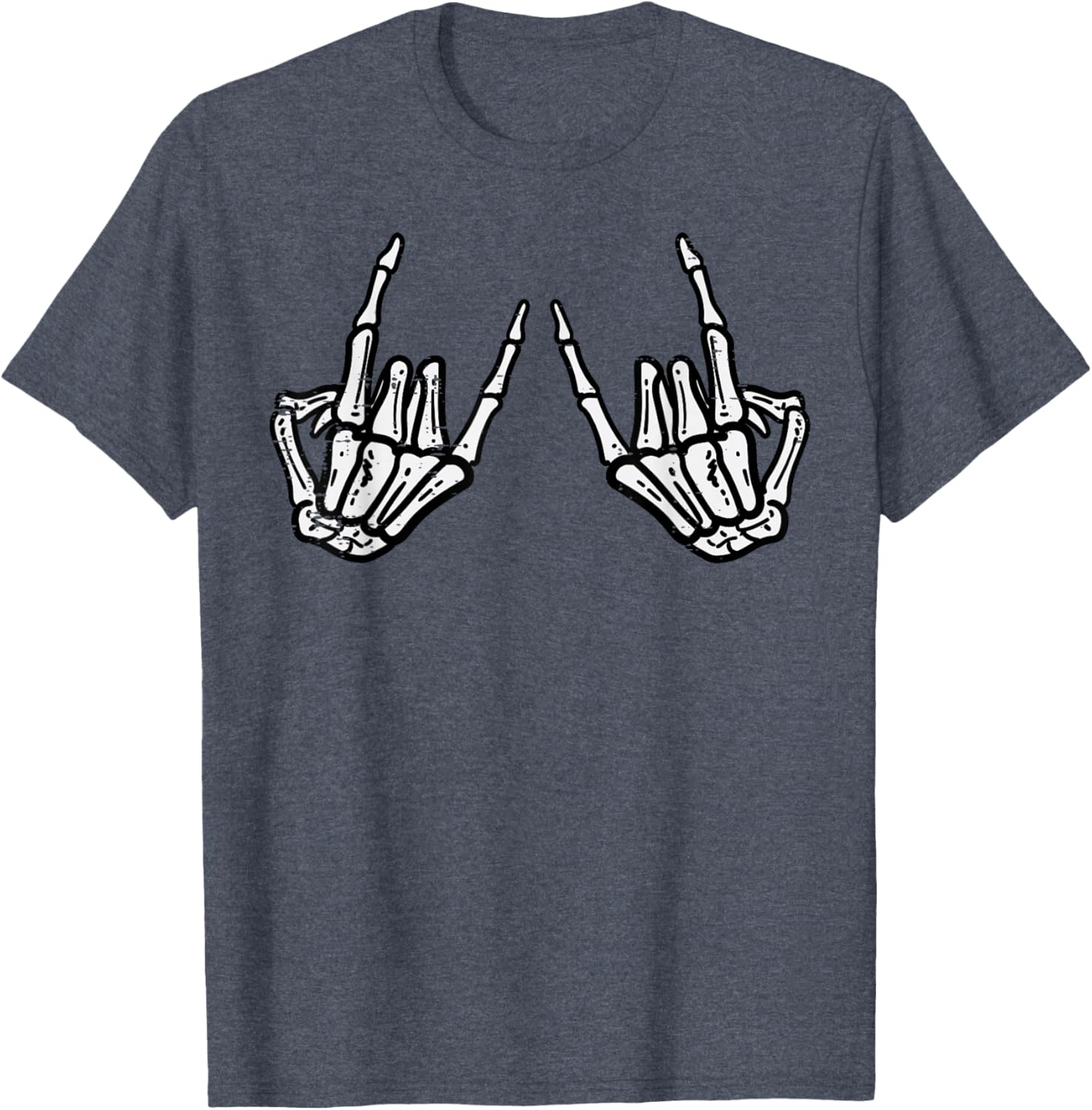 Rocker Hand Sign Skeleton Halloween T-Shirt for Men and Women - 20