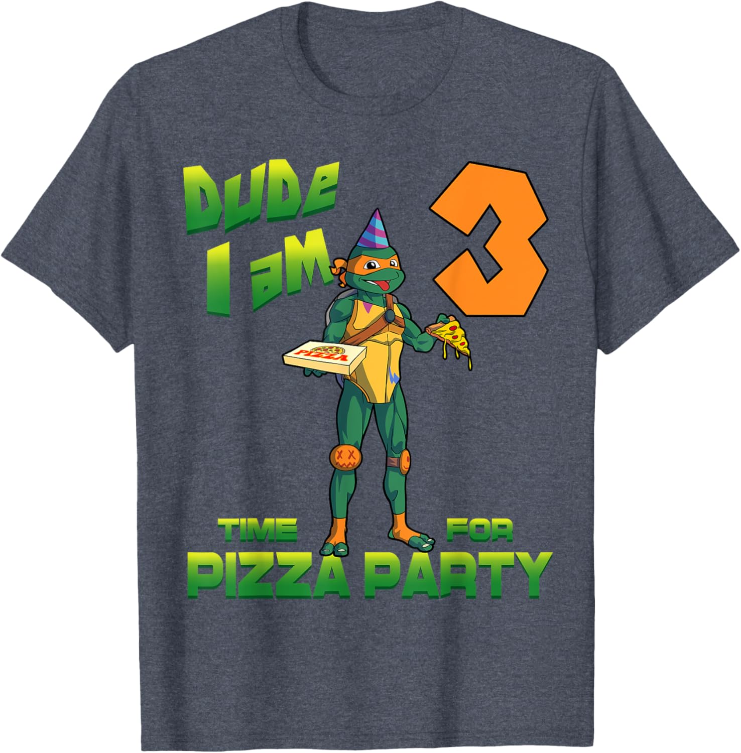 Michelangelo Pizza Birthday T-Shirt for 3 Year Old TMNT Fans - 3
