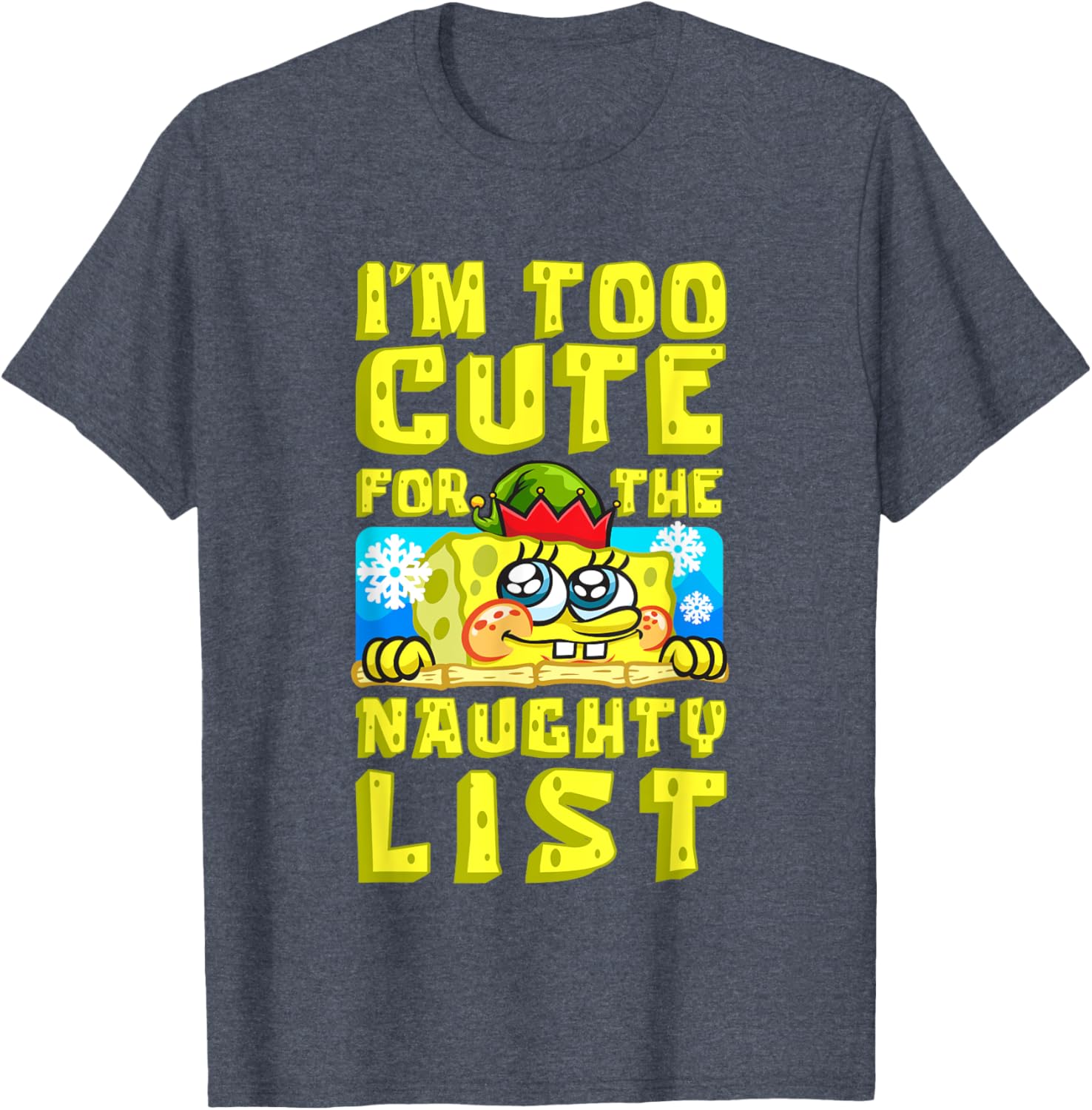 SpongeBob Christmas I'm Too Cute for the Naughty List T-Shirt Gift - 7