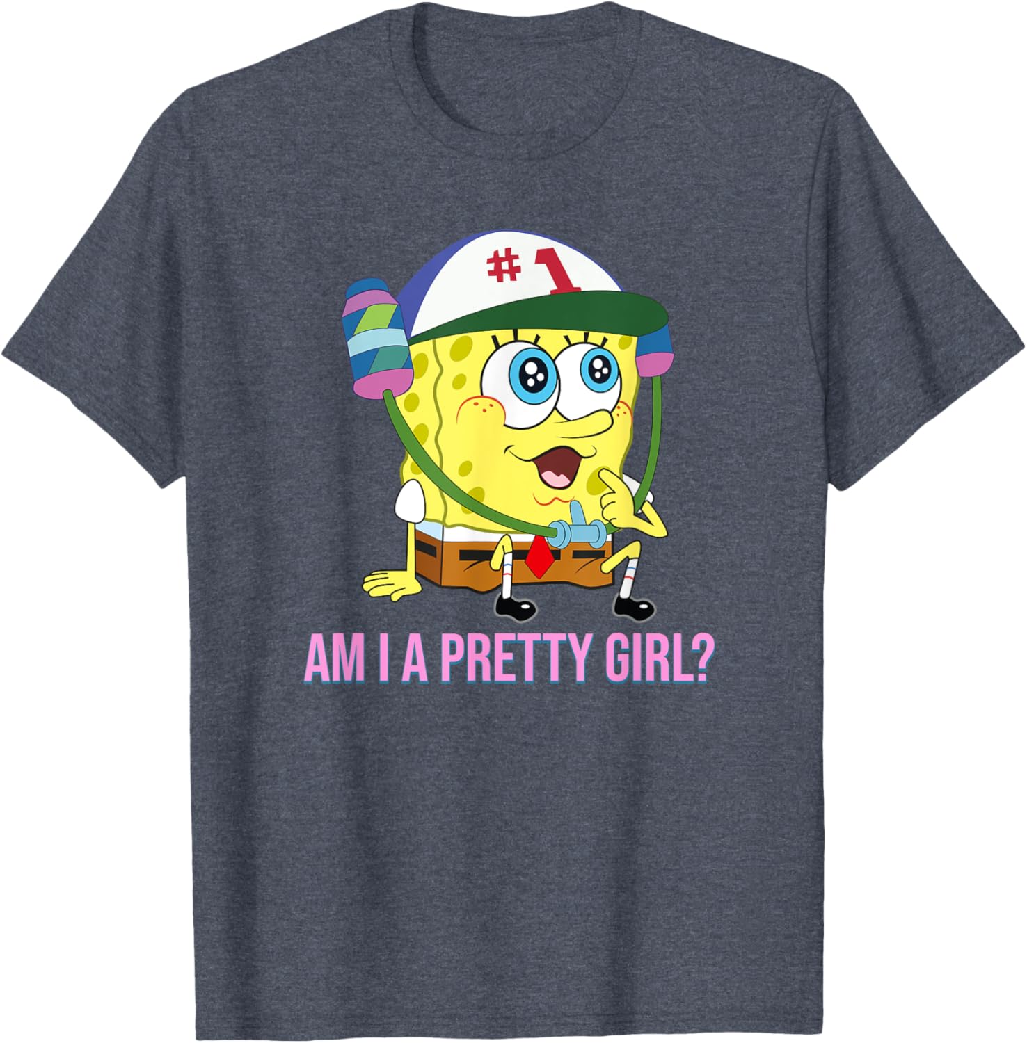 Cute SpongeBob SquarePants Am I a Pretty Girl T-Shirt for Fun Fashion - 12