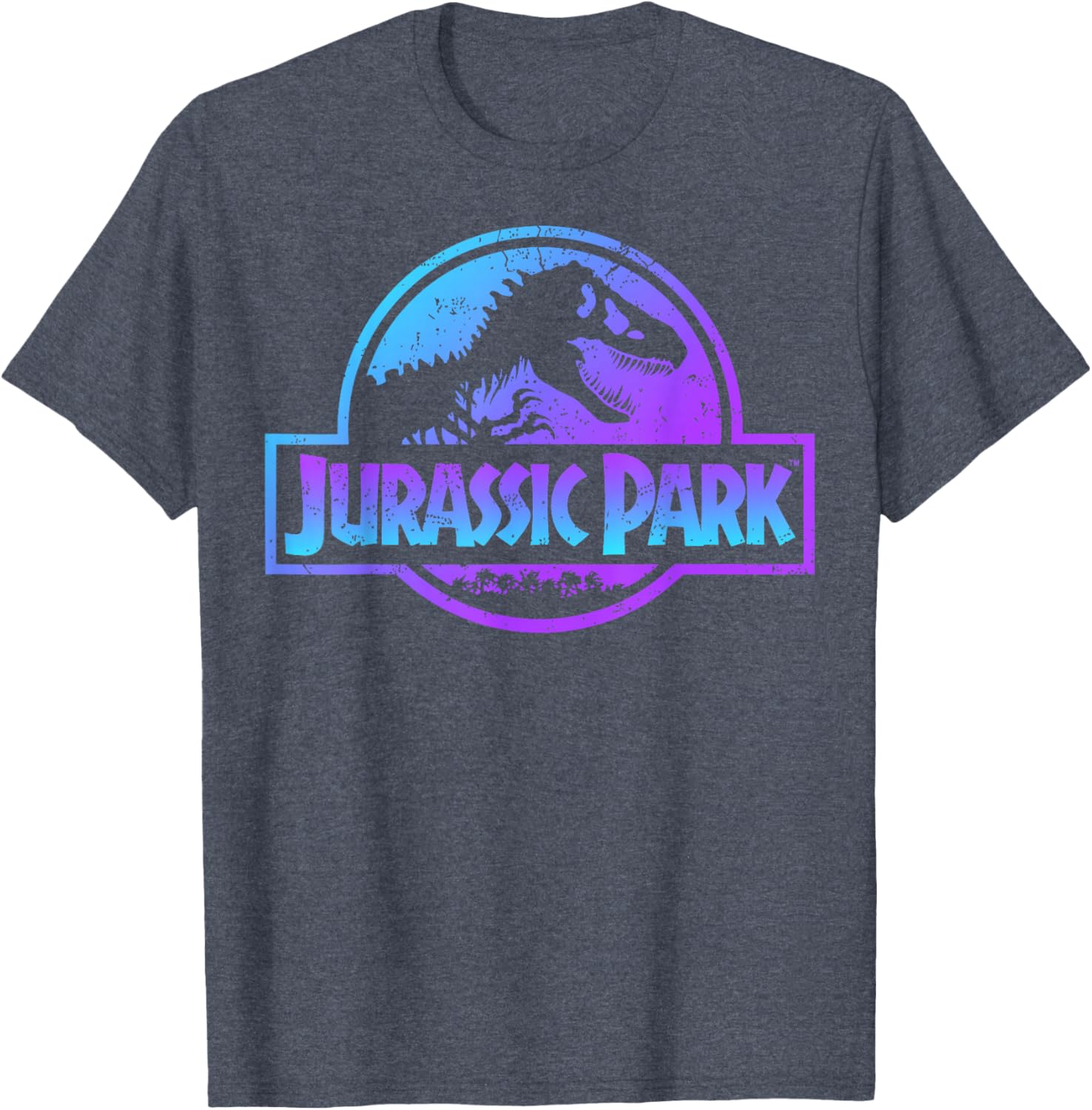 Jurassic Park Blue and Purple Fossil Logo Graphic T-Shirt for Fans - 4