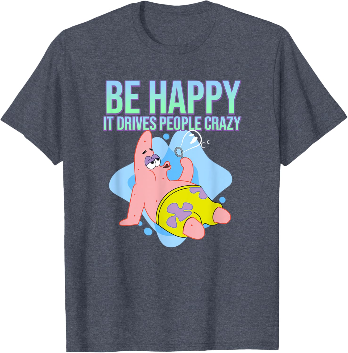 Mademark Patrick Star Be Happy T-Shirt Fun SpongeBob SquarePants Apparel - 8