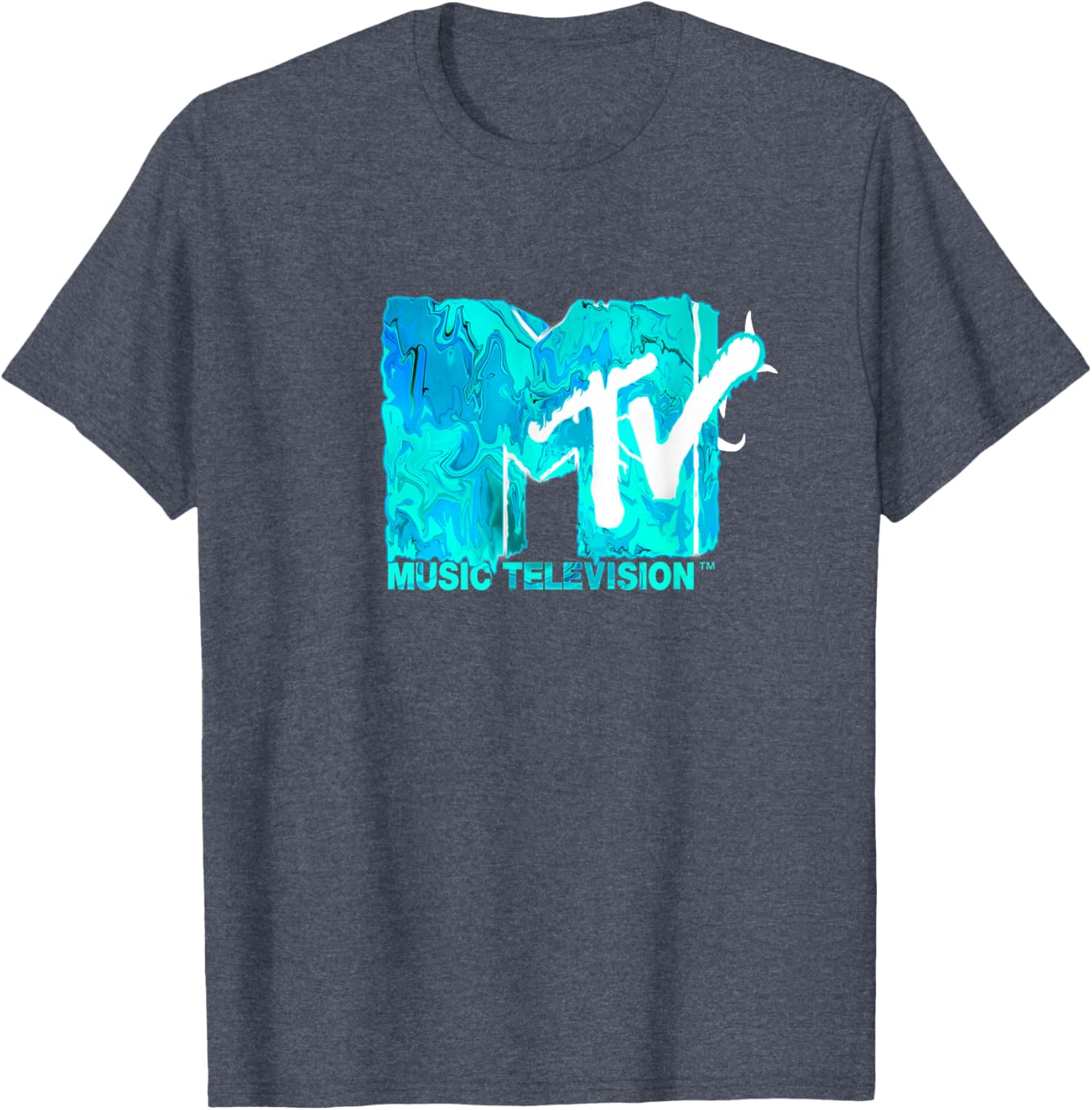 Mademark x MTV Green Blue Liquid Flow Logo T-Shirt for Trendy Style - 10