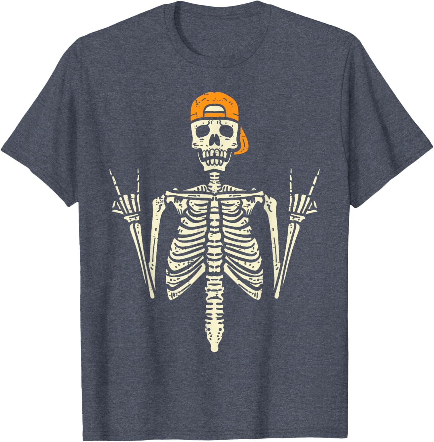 Cool Rocker Skeleton Cap Skater T-Shirt for Halloween Punk Rock Style - 2