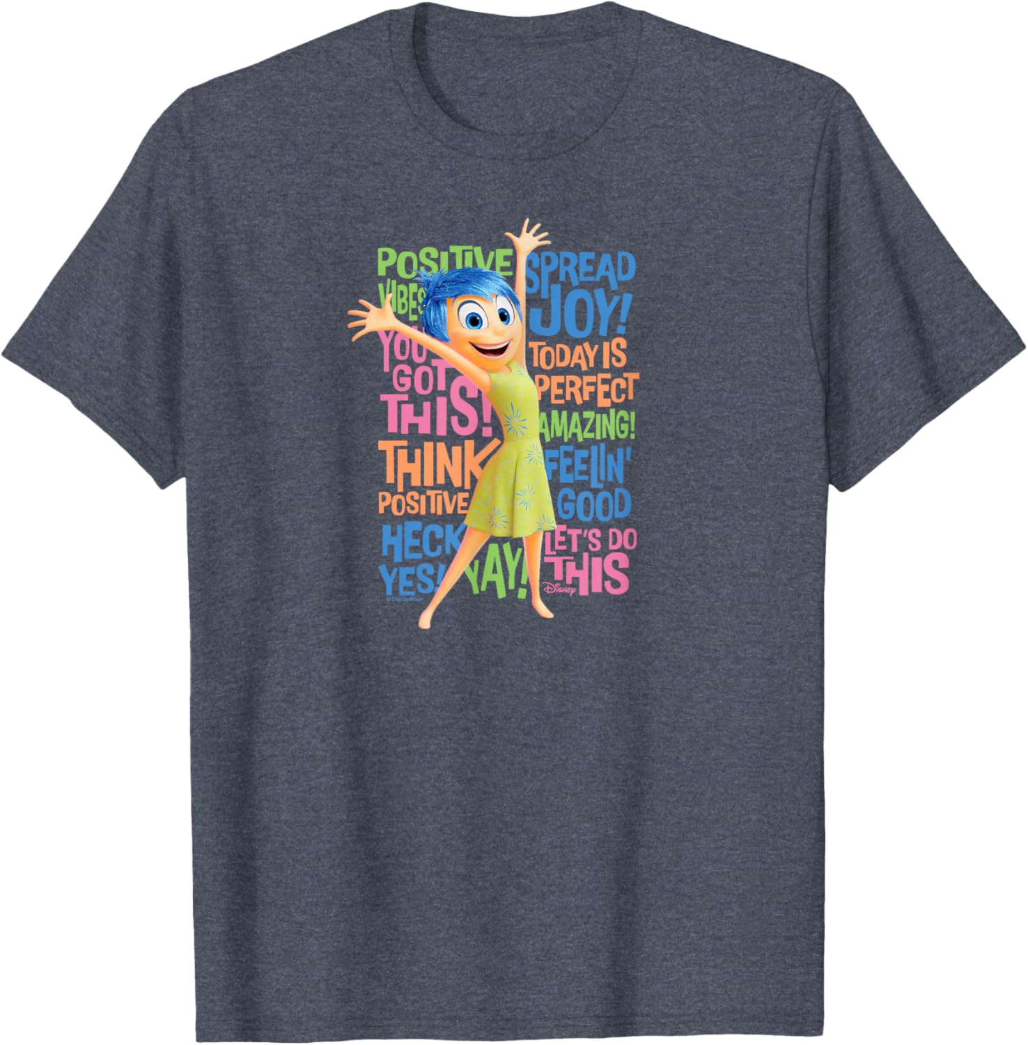 Joy Character Positive Words T-Shirt from Inside Out 2 for All Ages - 13