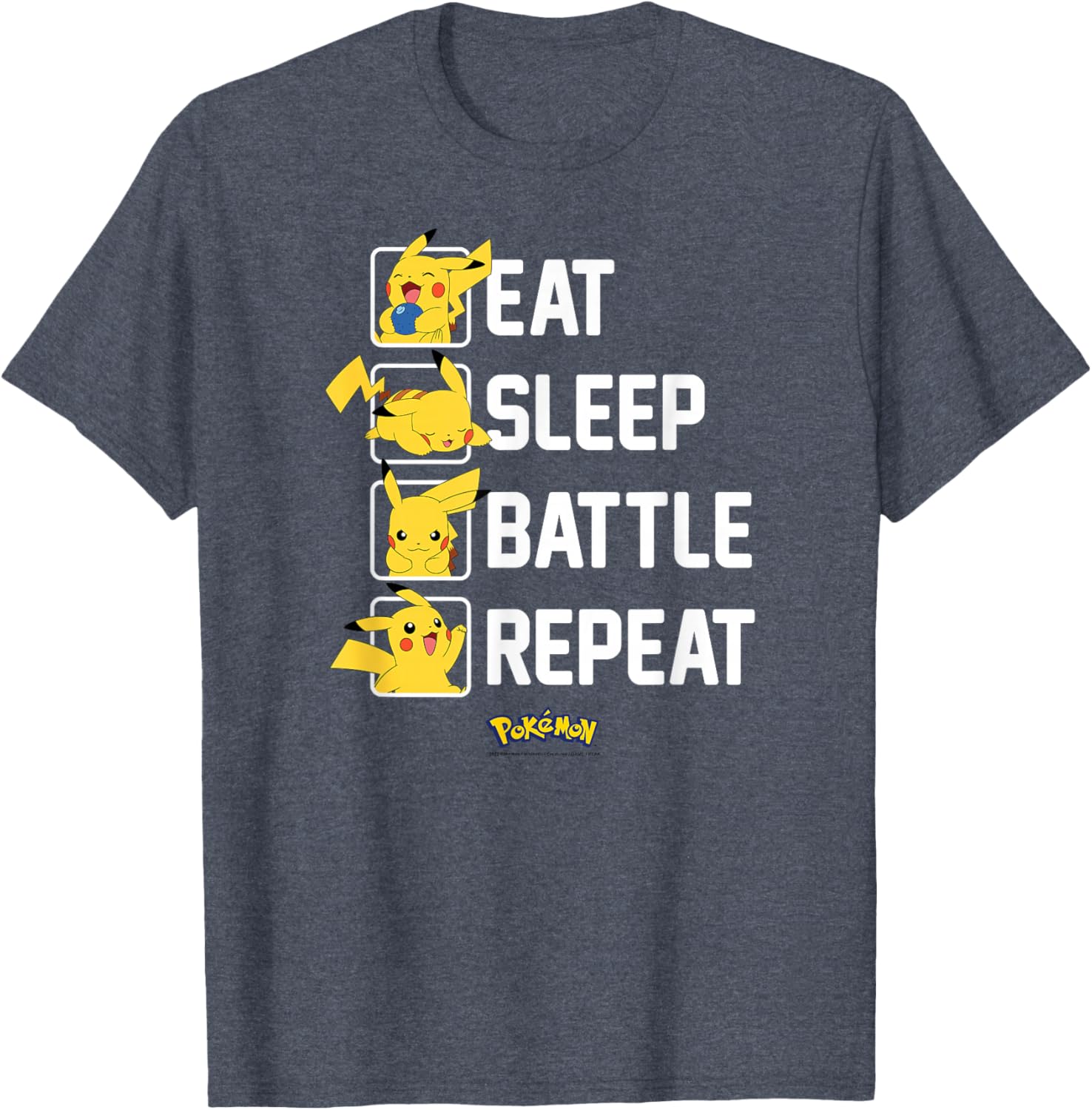 Pikachu Eat Sleep Battle Repeat T-Shirt for Pokémon Fans and Gamers - 8