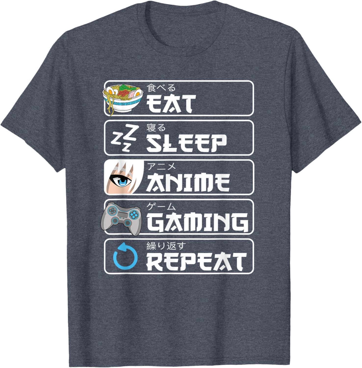 Eat Sleep Anime Gaming Repeat T-Shirt for Otaku Boys and Men - 3