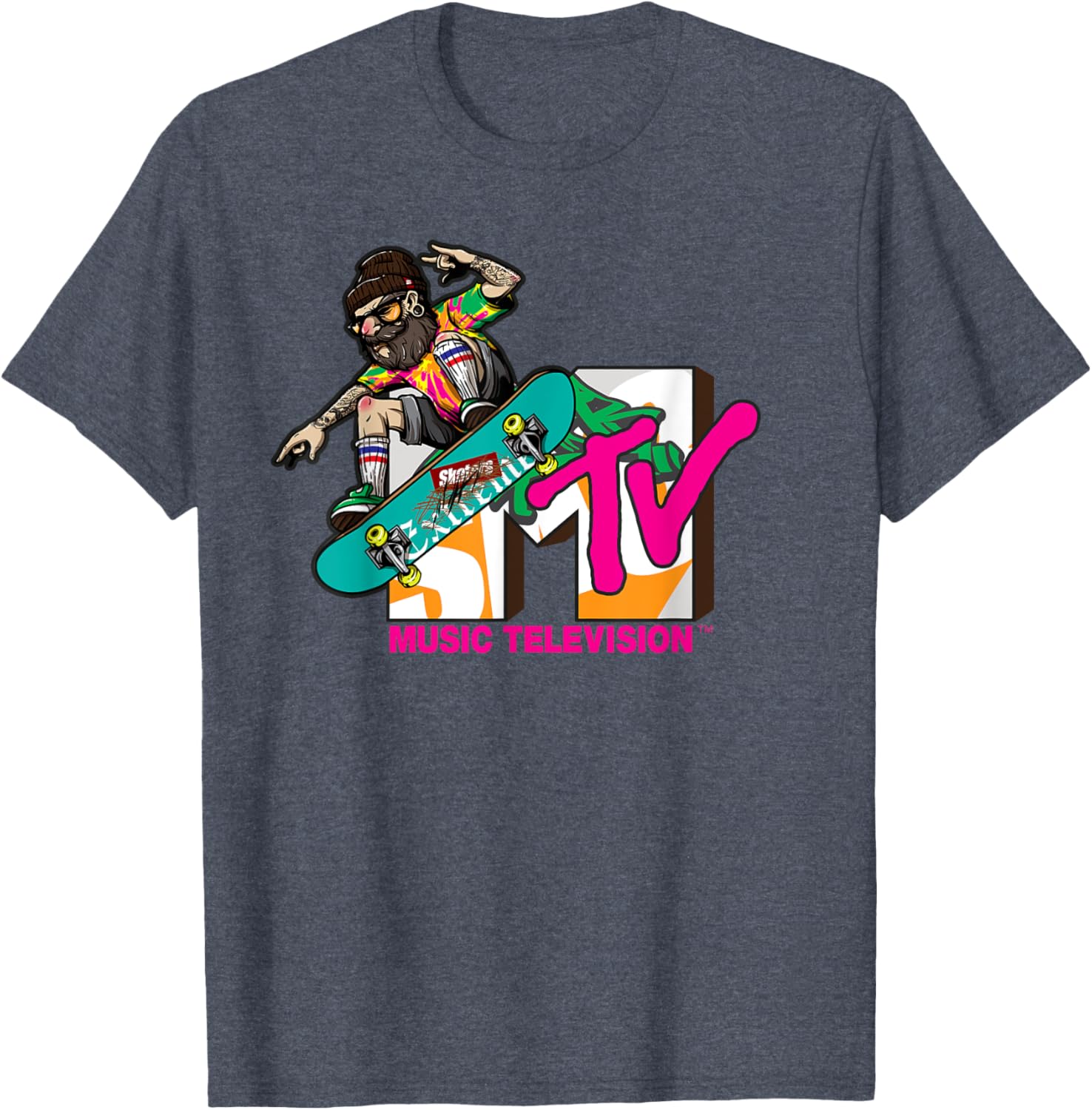 Mademark x MTV Hipster Skater T-Shirt - Trendy Logo Graphic Tee - 13
