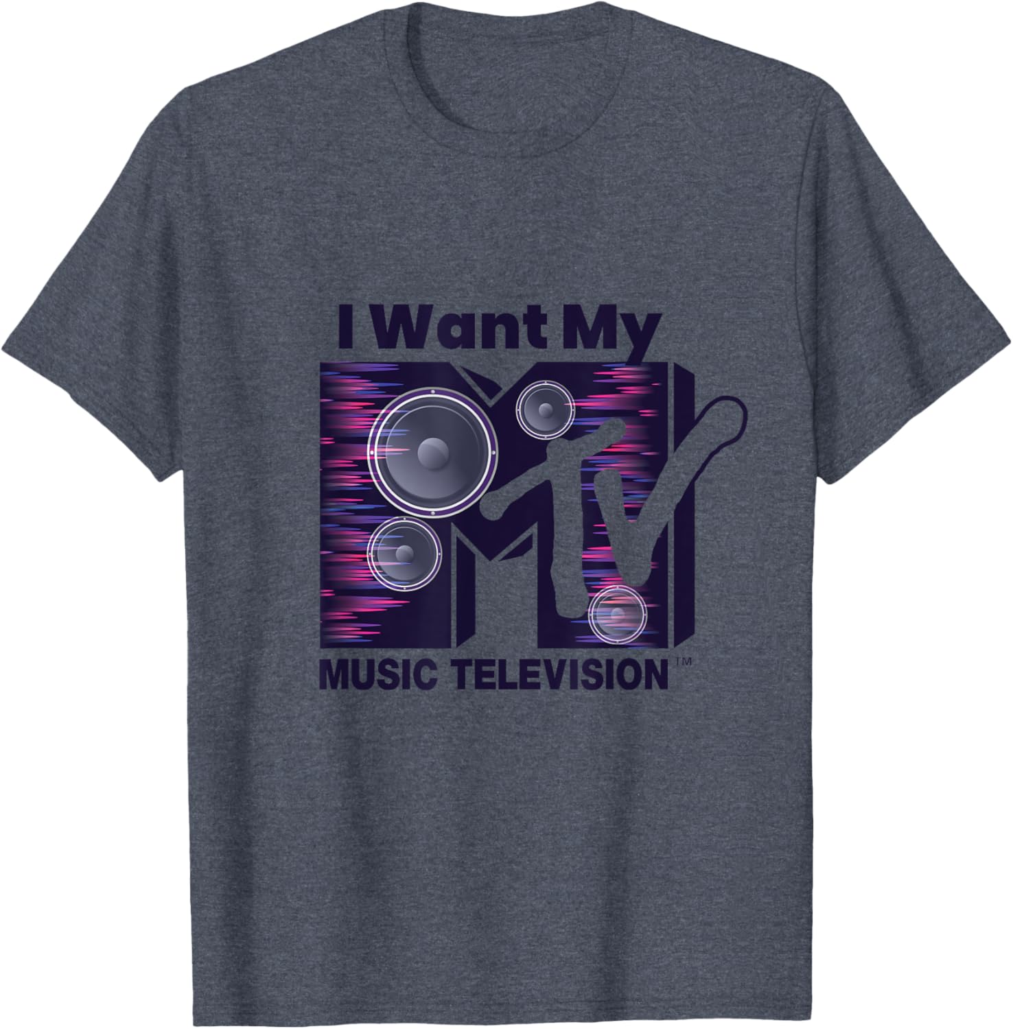 Mademark x MTV Violet Blue T-Shirt with Iconic Logo and Boom Box Design - 24