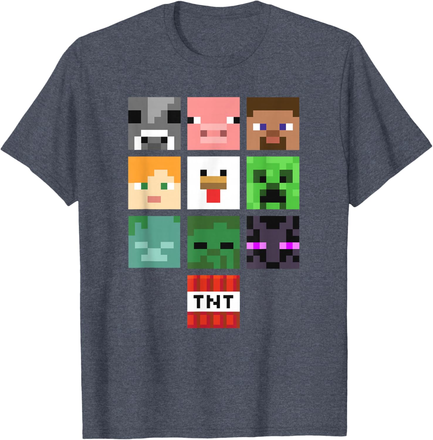 Minecraft Group Shot Faces Collage T-Shirt Fun Gaming Apparel - 9