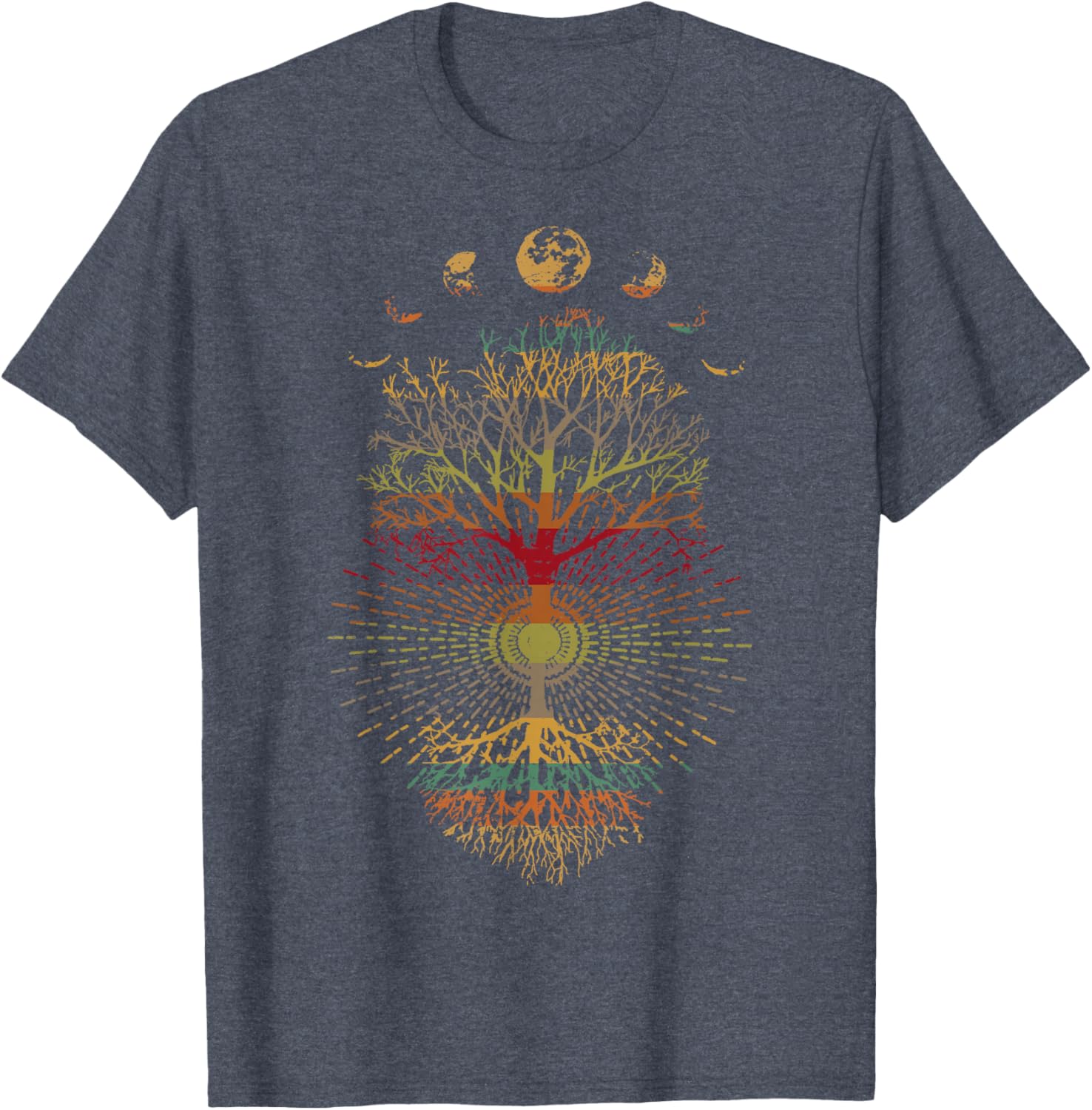 Phases of the Moon Retro Tree of Life T-Shirt 60s 70s Vibe - 14