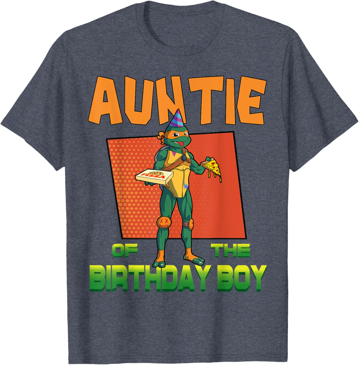 Mademark Teenage Mutant Ninja Turtles Mikey Pizza Party T-Shirt for Aunties - 2