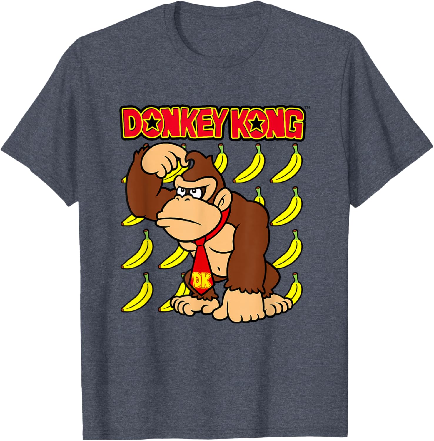 Donkey Kong Ape Thoughts Banana Background Graphic T-Shirt for Fans - 16