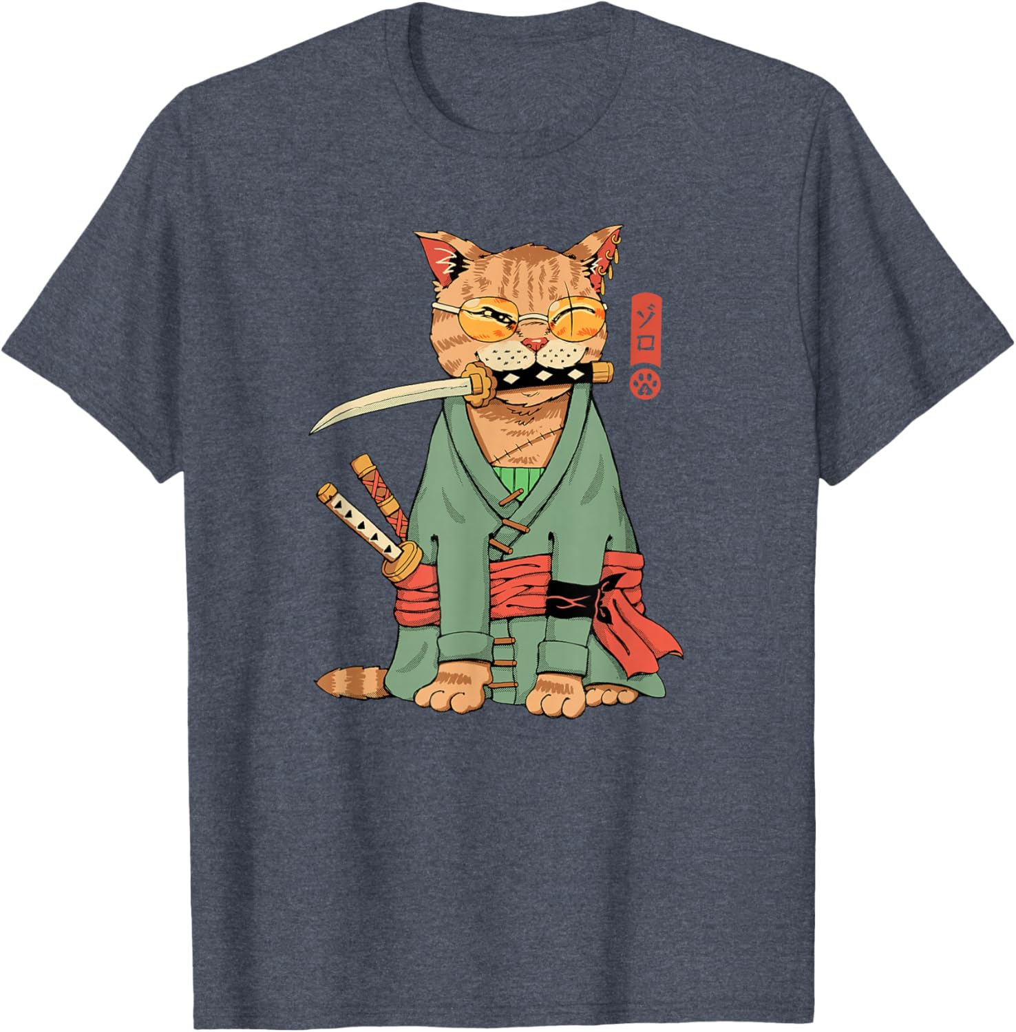 Cool Zoro Cat Warrior T-Shirt for Cat Lovers - Fun Cartoon Design - 12