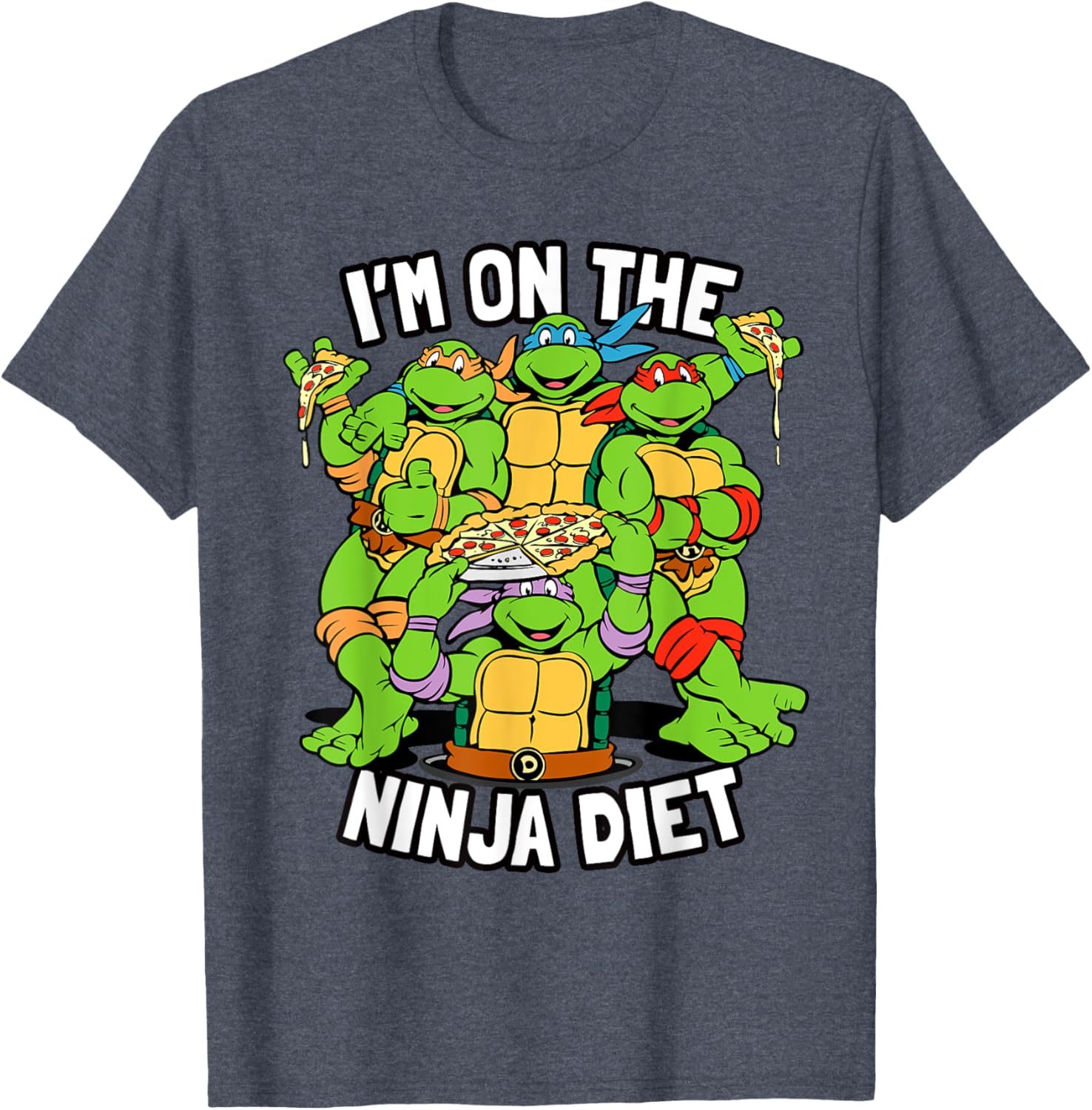 Mademark TMNT Pizza T-Shirt I'm on the Ninja Diet Fun Graphic Tee - 17