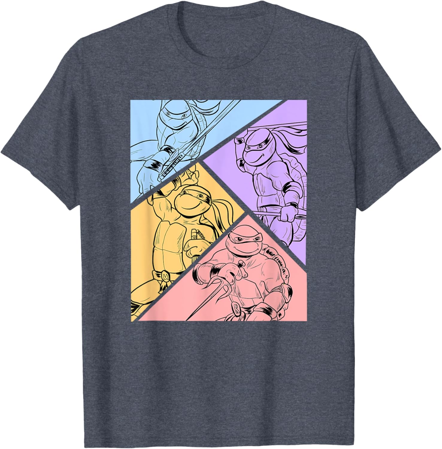 Mademark TMNT Pastel T-Shirt Featuring Turtles in Ink Design - 4