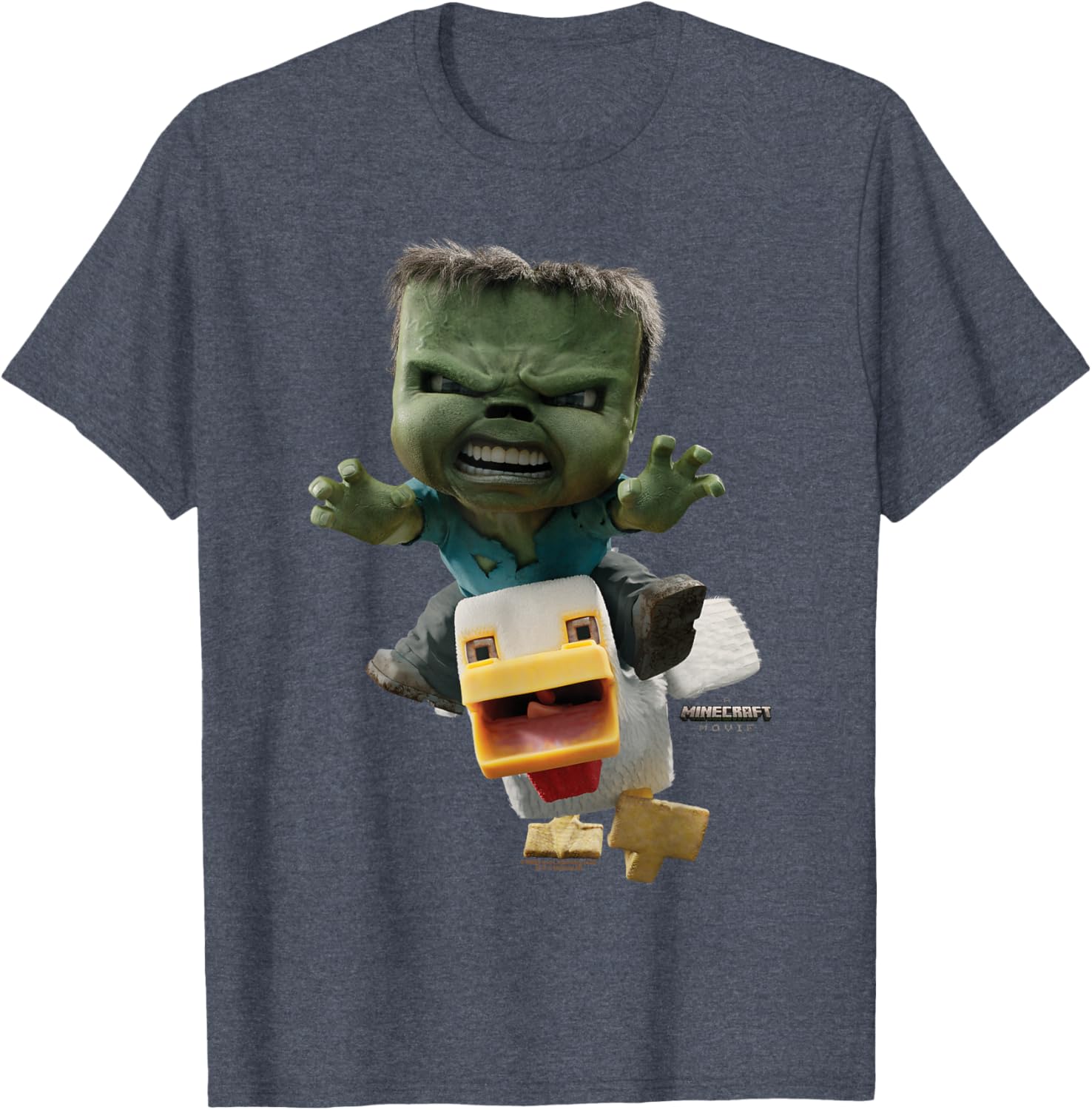Cool Minecraft Movie Chicken Jockey Baby Zombie Attack T-Shirt for Kids - 2