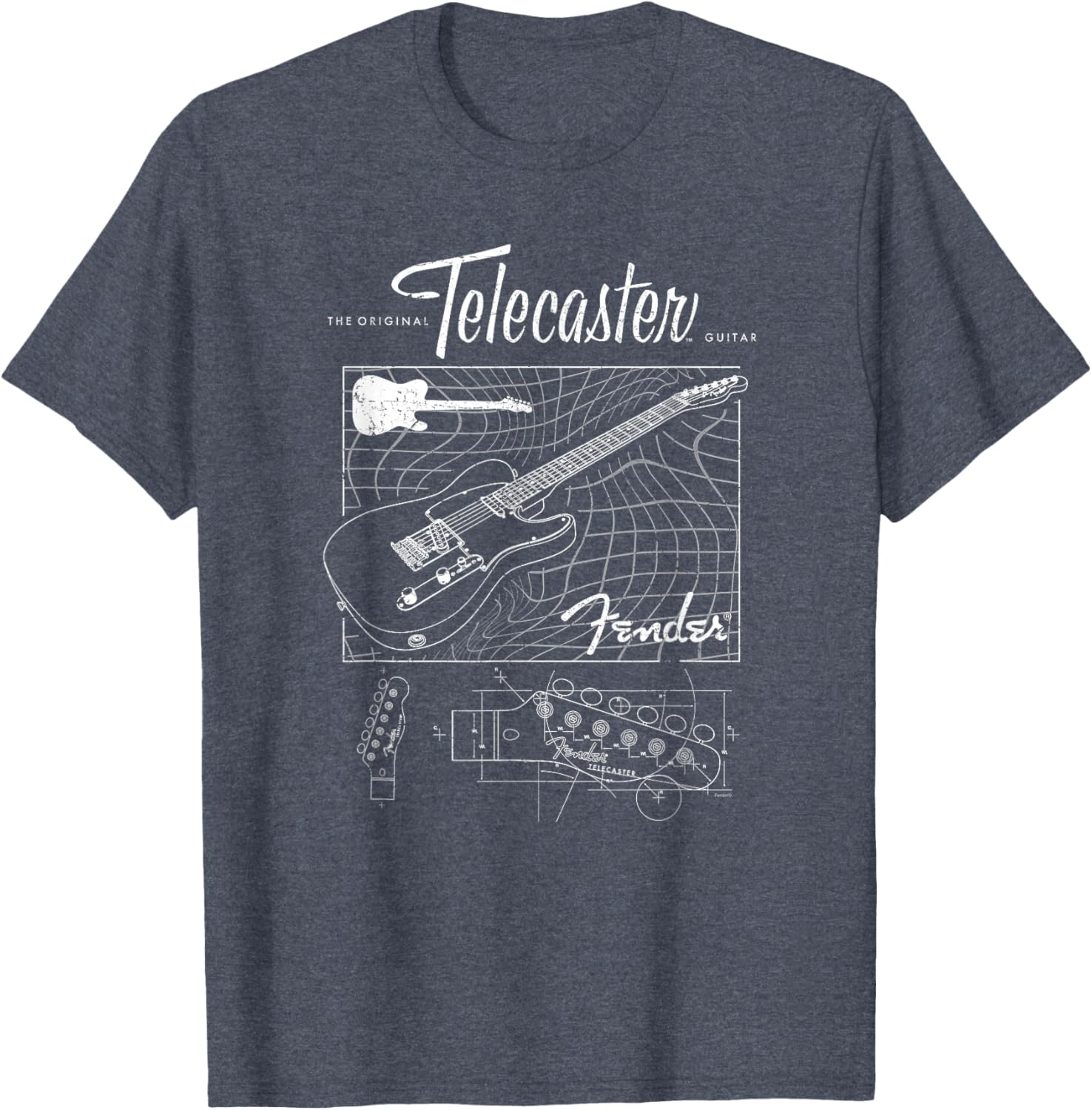 Fender Telecaster Guitar Schematic Poster T-Shirt for Music Lovers - 8