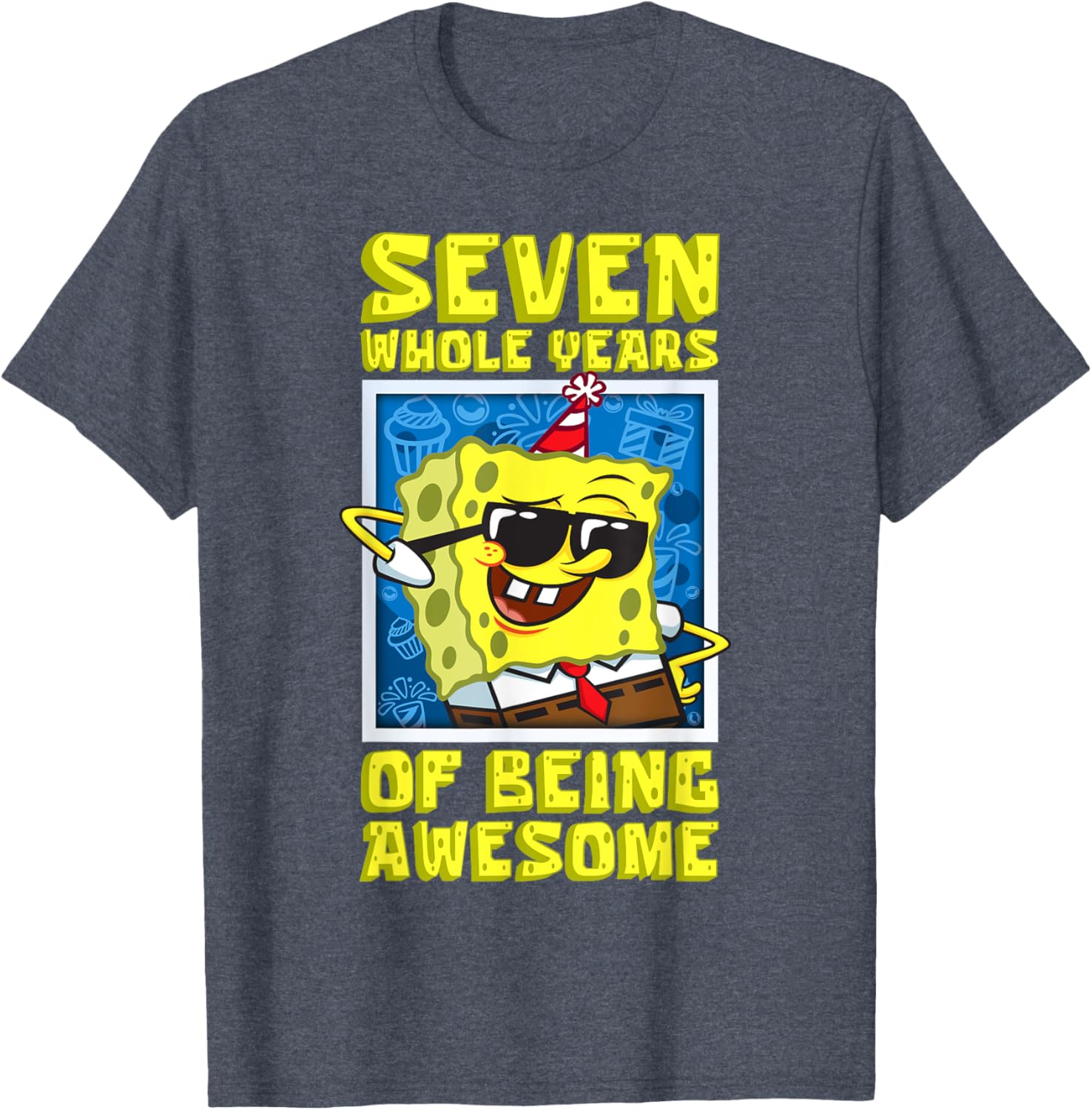 Mademark SpongeBob Seven Years of Awesome 7th Birthday Gift T-Shirt - 19