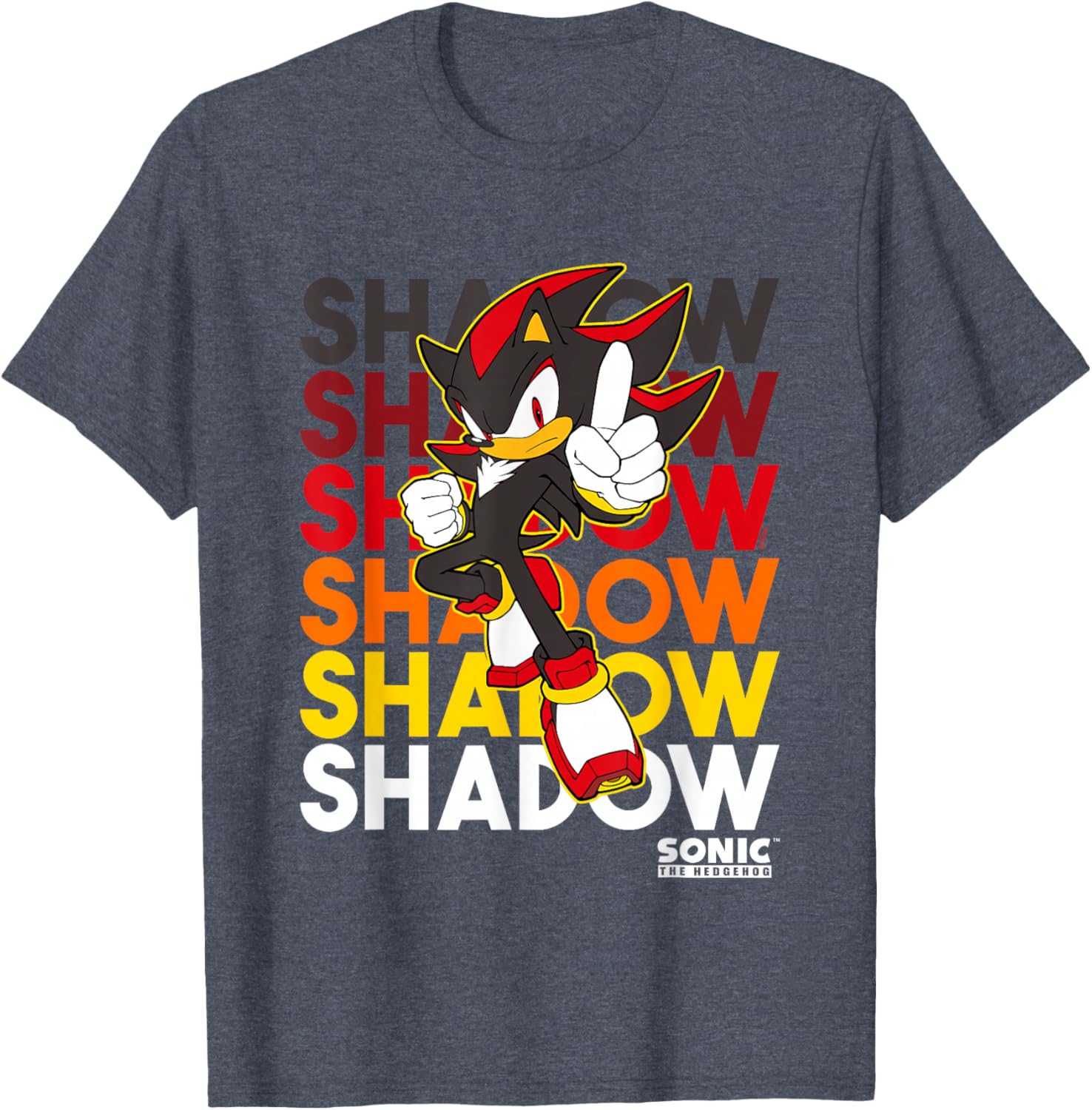 Sonic The Hedgehog Shadow Logo Stacked Text Cool Graphic T-Shirt - 4
