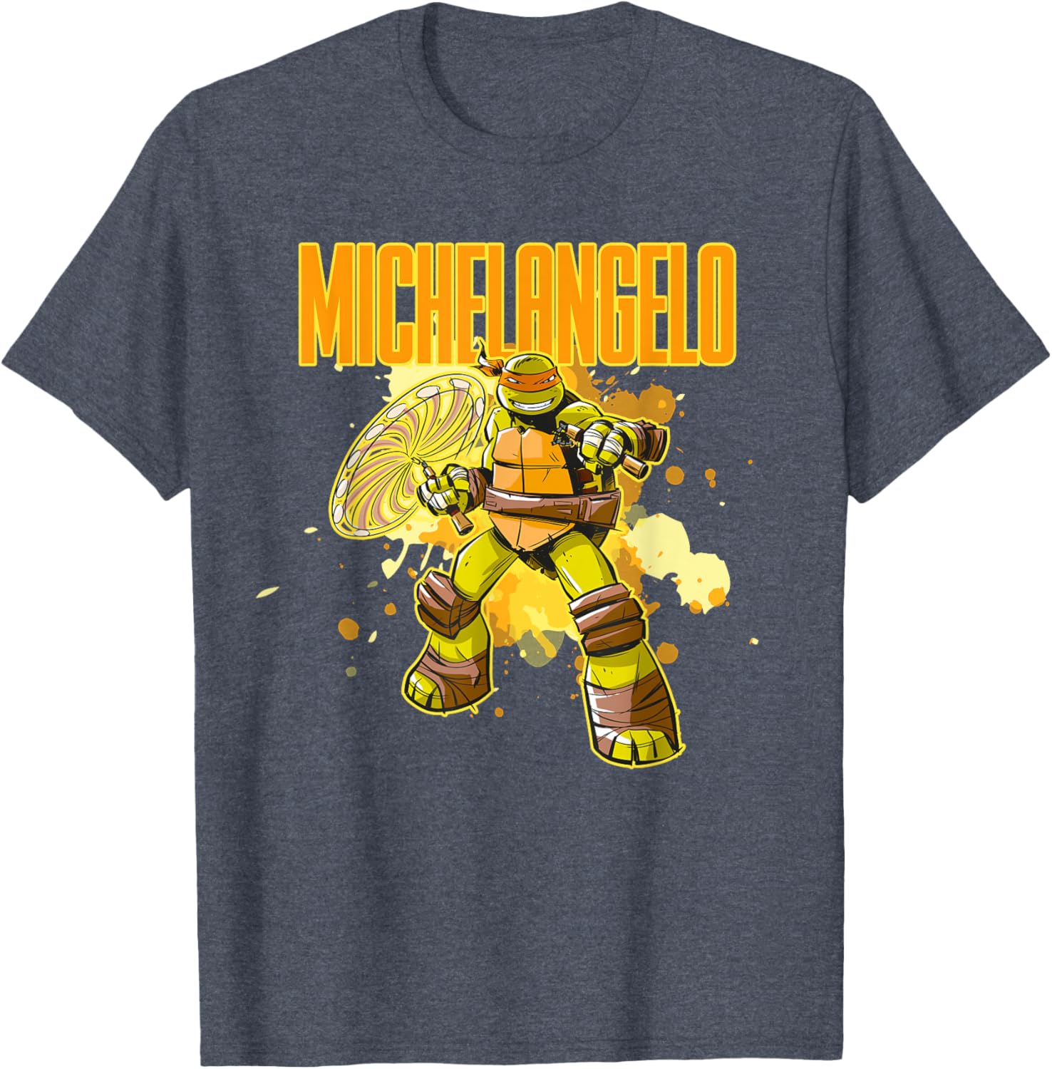 Mademark Teenage Mutant Ninja Turtles Michelangelo Orange Splatter T-Shirt - 4
