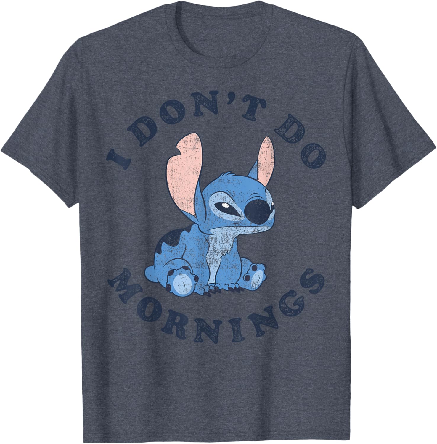 Disney Lilo & Stitch I Don't Do Mornings Distressed T-Shirt for Fans - 4