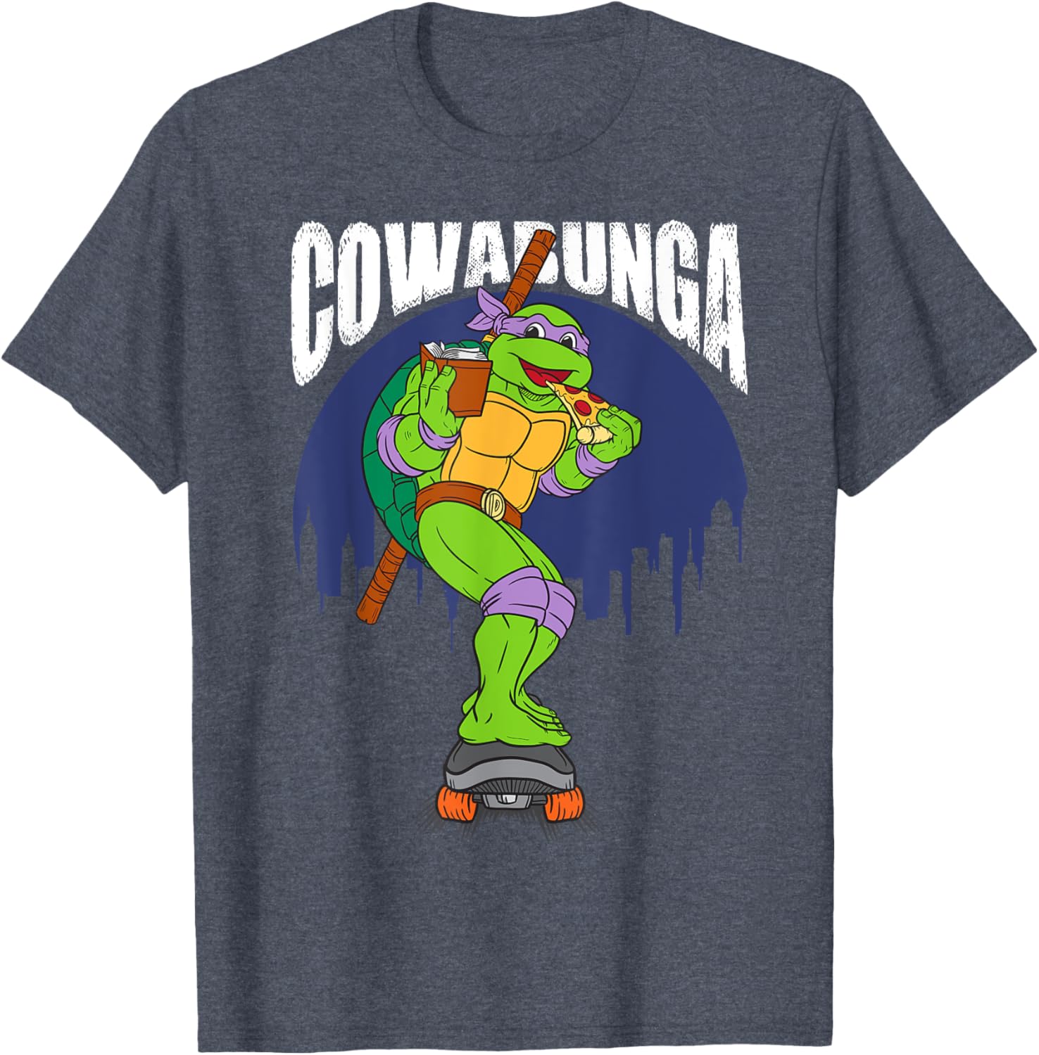 Cowabunga Donatello on Skates Pizza T-Shirt for TMNT Fans - 23