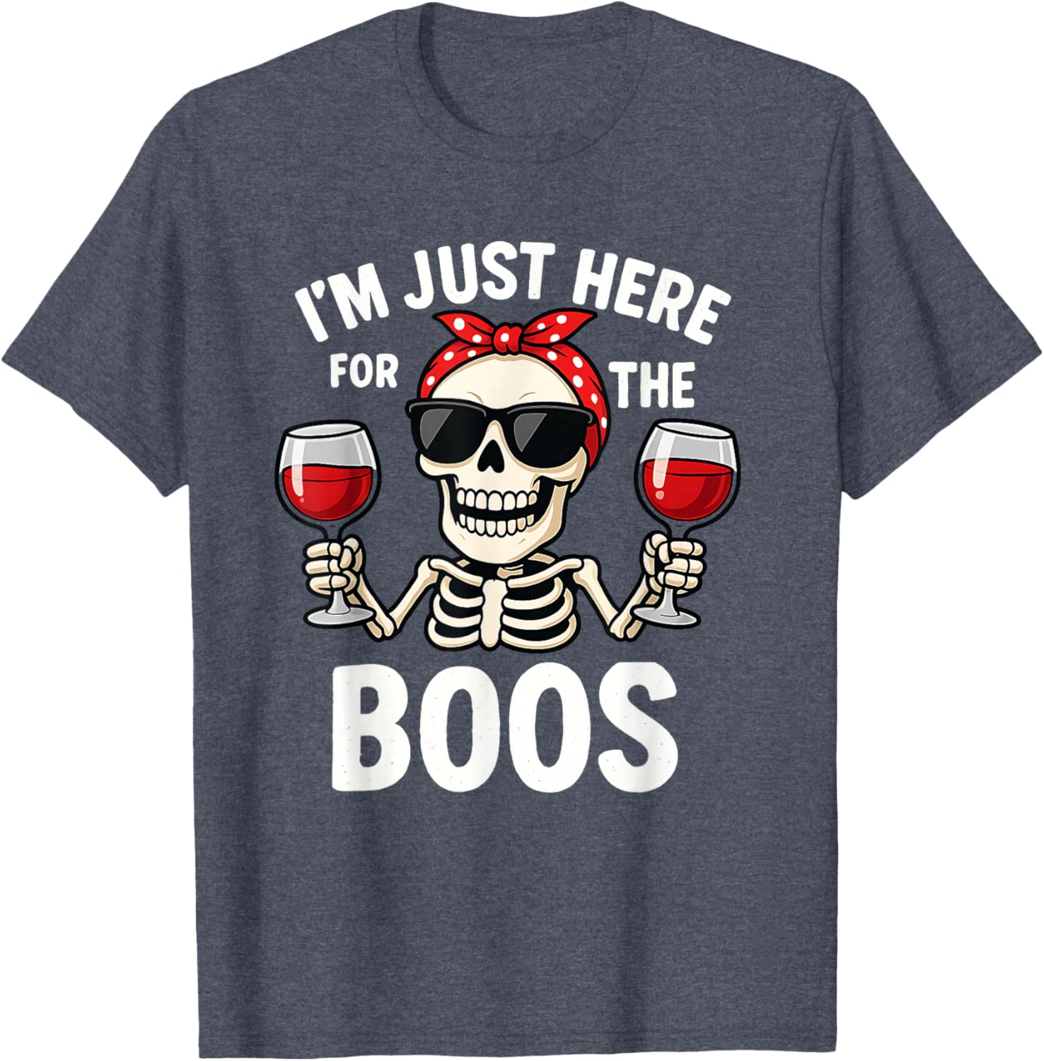 Funny Women's Skeleton T-Shirt I'm Just Here for The Boos Halloween Top - 4