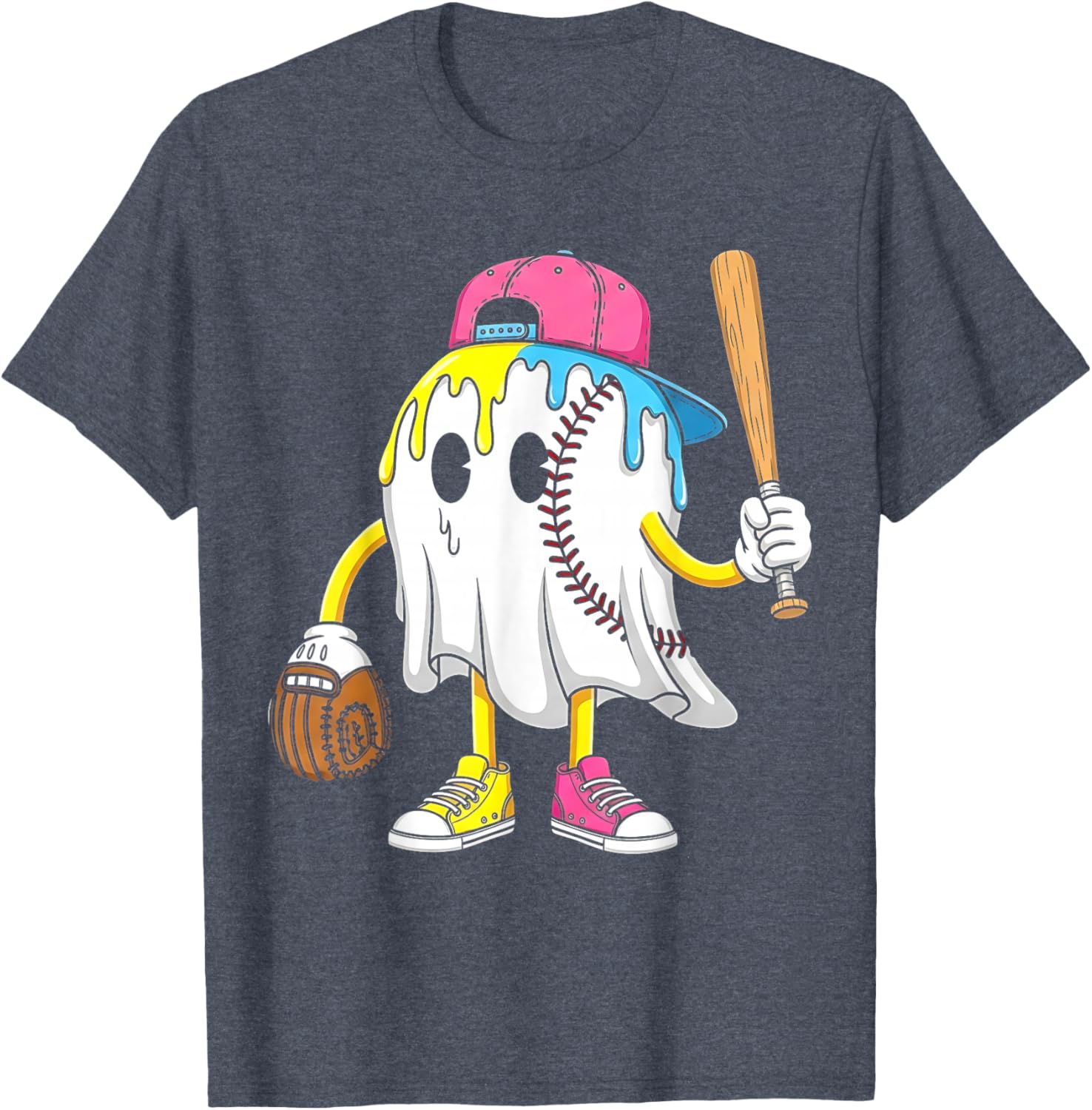 Funny Halloween Baseball Shirt for Boys with Ghost Graphic Design - 6